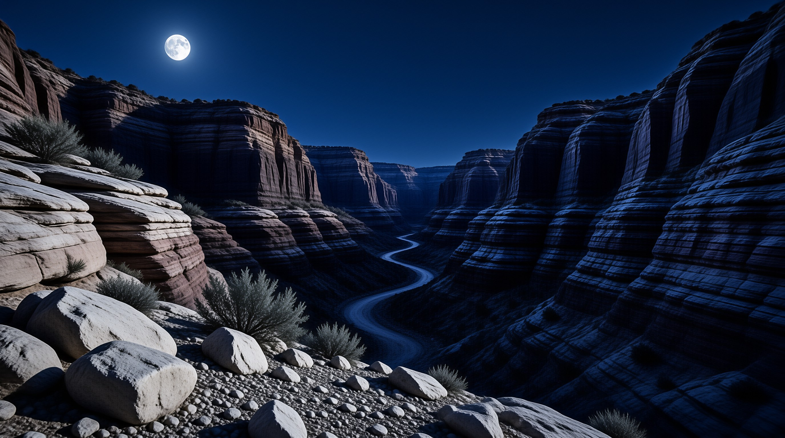 Moonlit Canyon Landscape