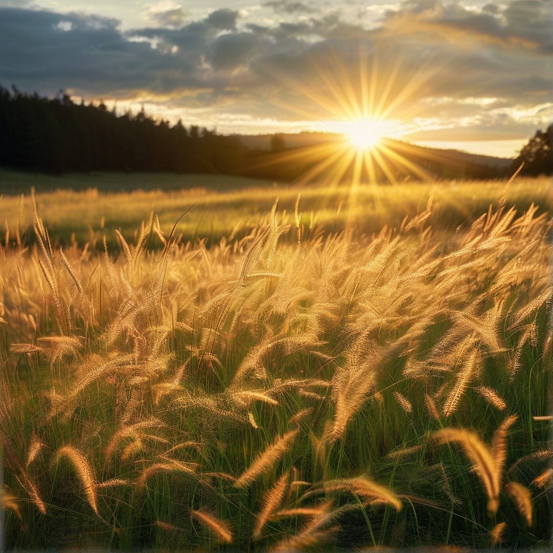 Sunset Over Golden Wheat Field