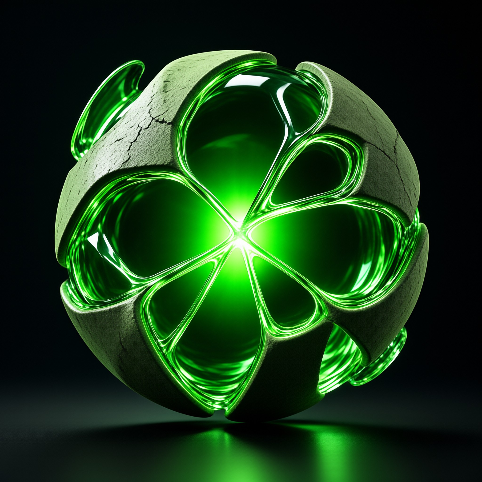 Glowing Green Clover in Stone