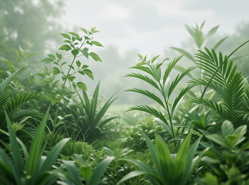 Misty Green Tropical Jungle