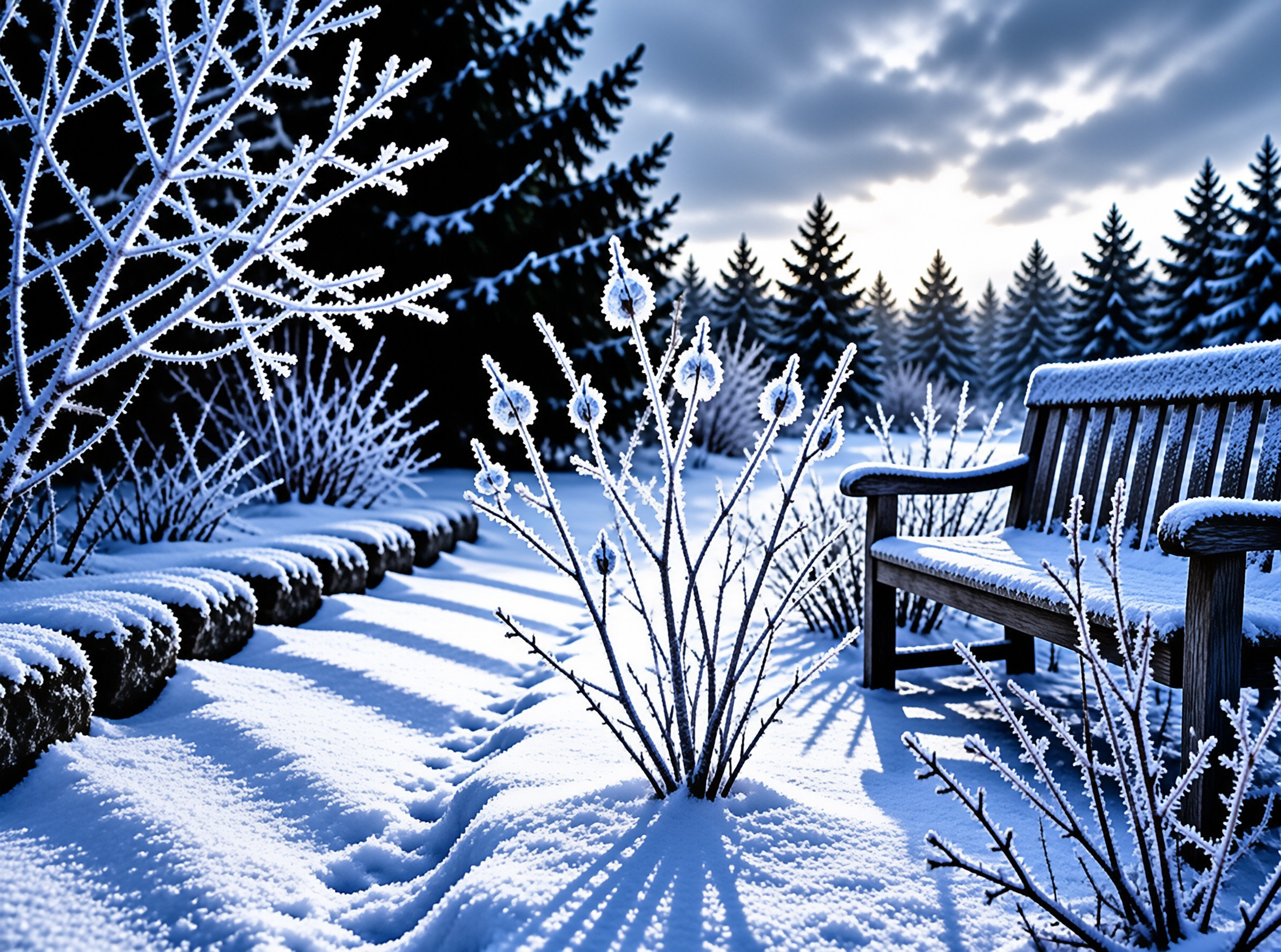 Frosted Winter Bench