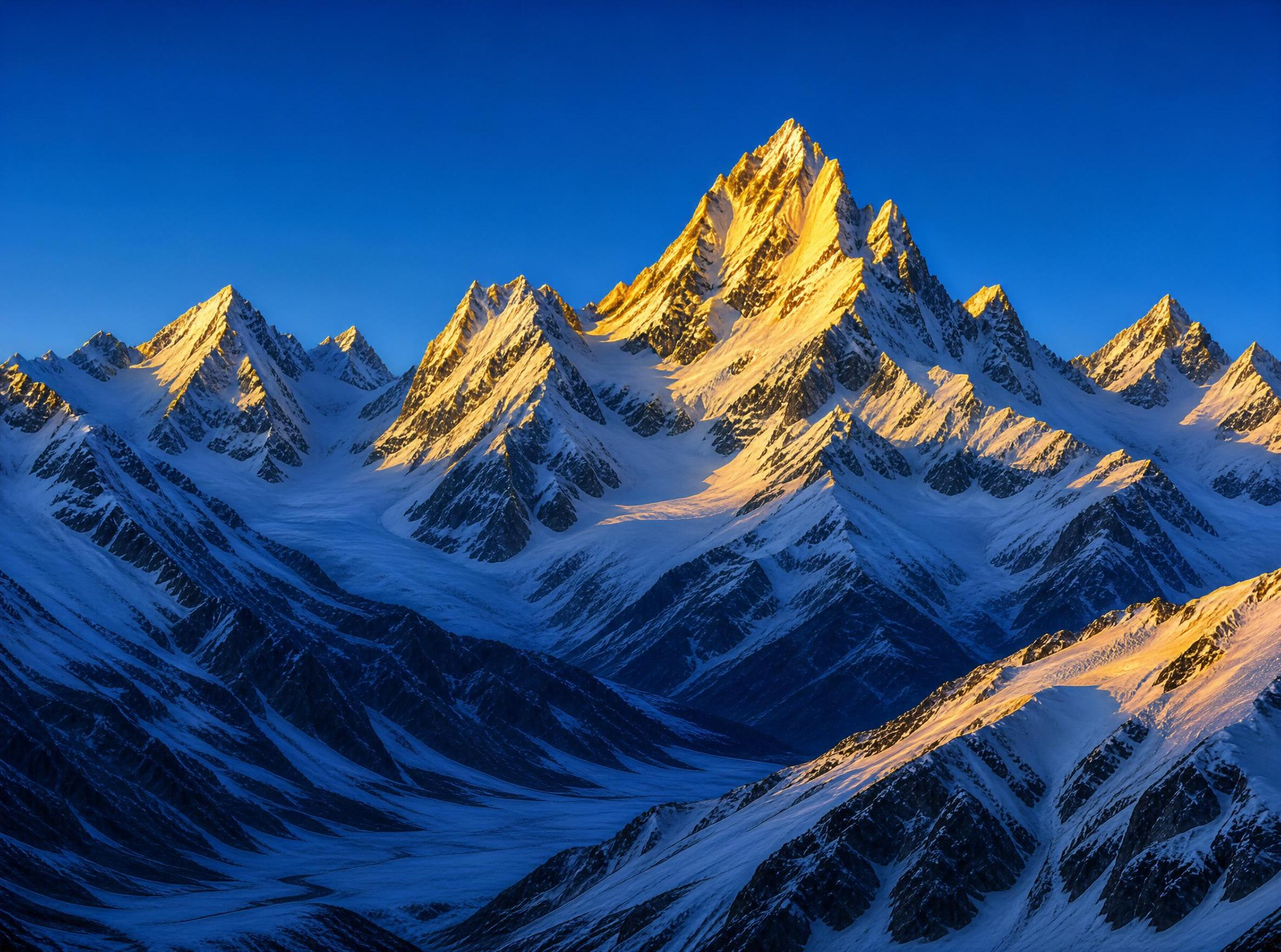 Snowy Mountain Peaks at Sunrise
