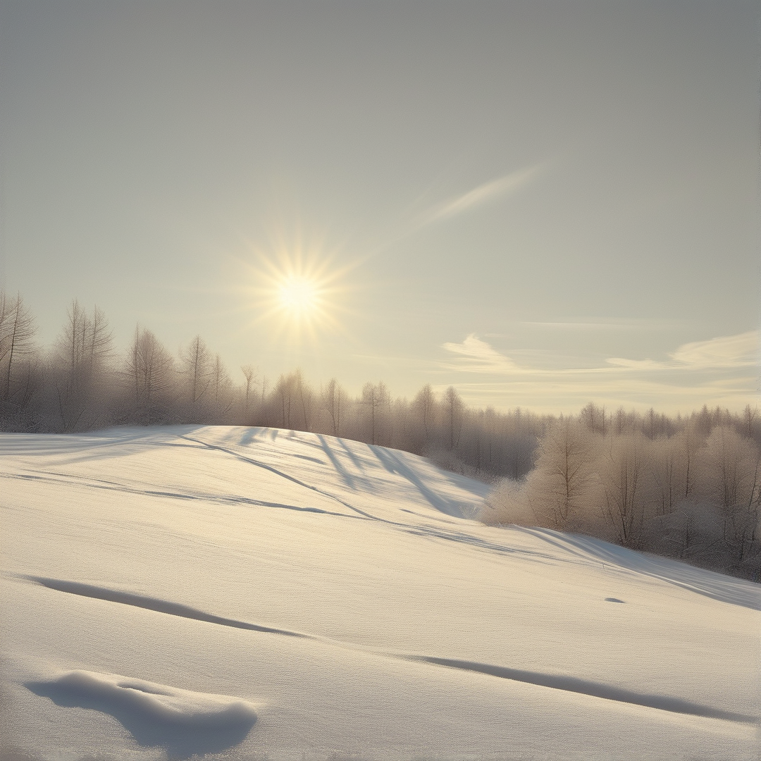 Bright Sun Over Snowy Hills