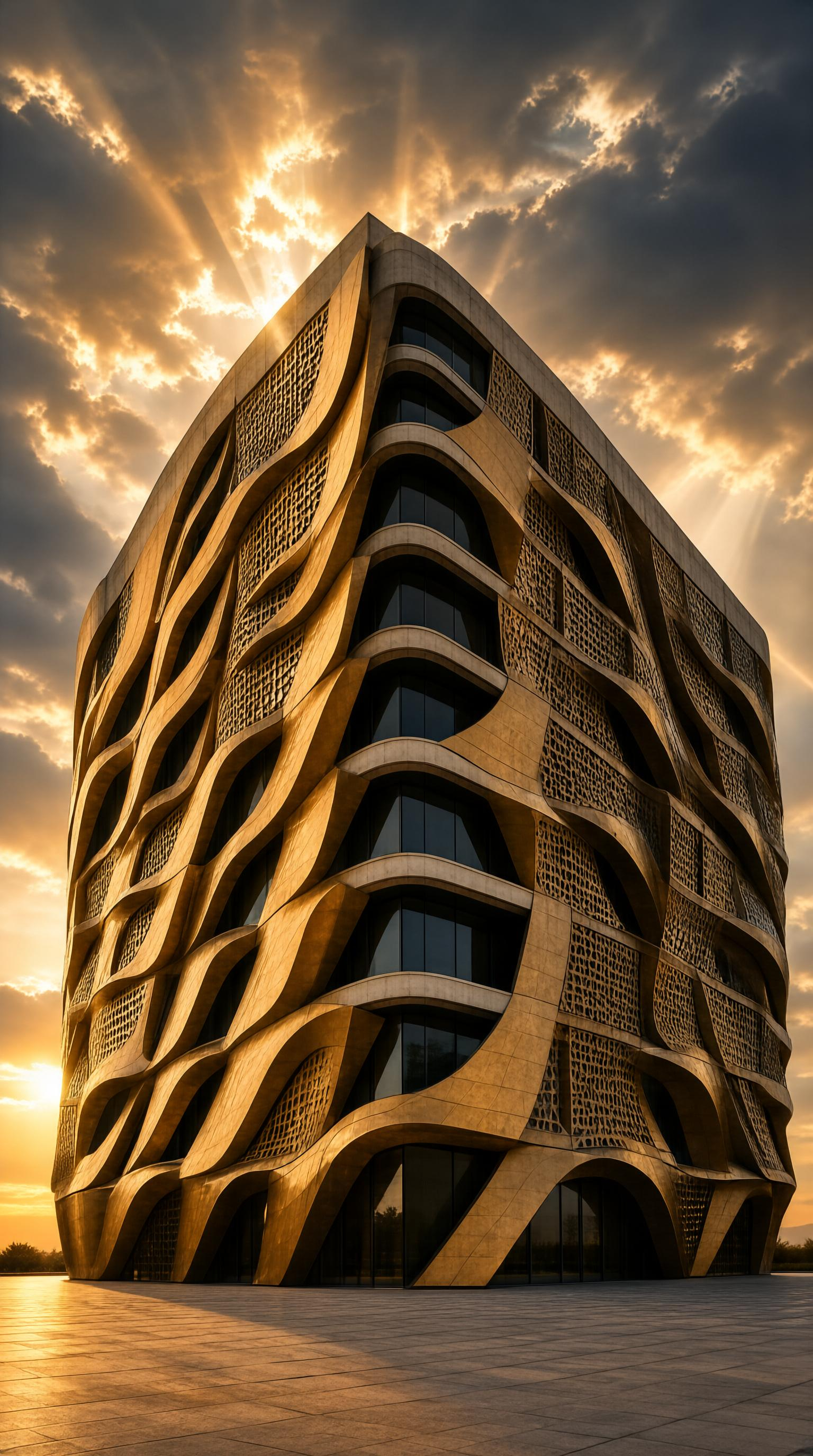Golden Wave Building at Sunset