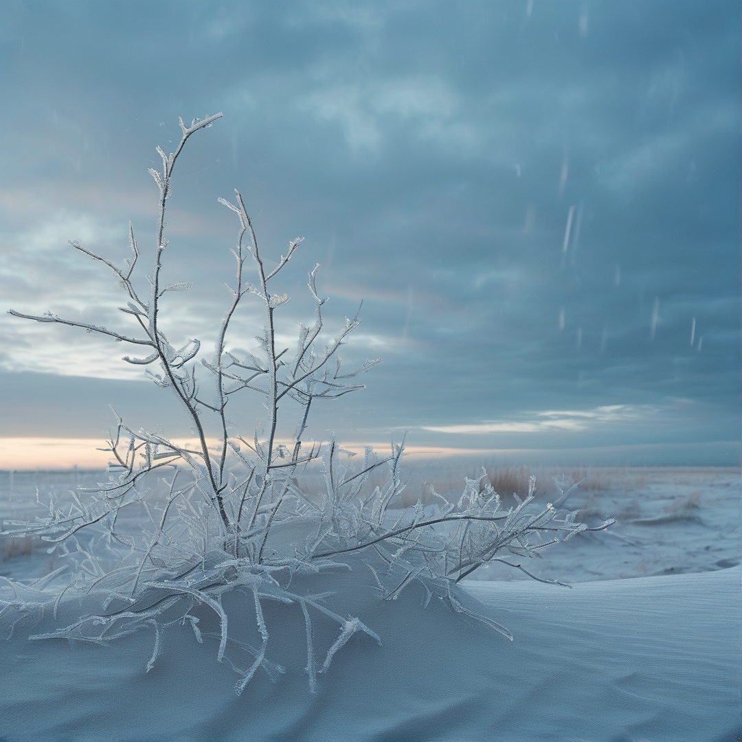 Frosty Branches in Snow