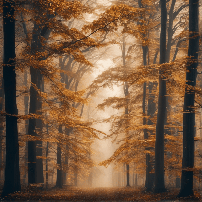 Misty Autumn Forest
