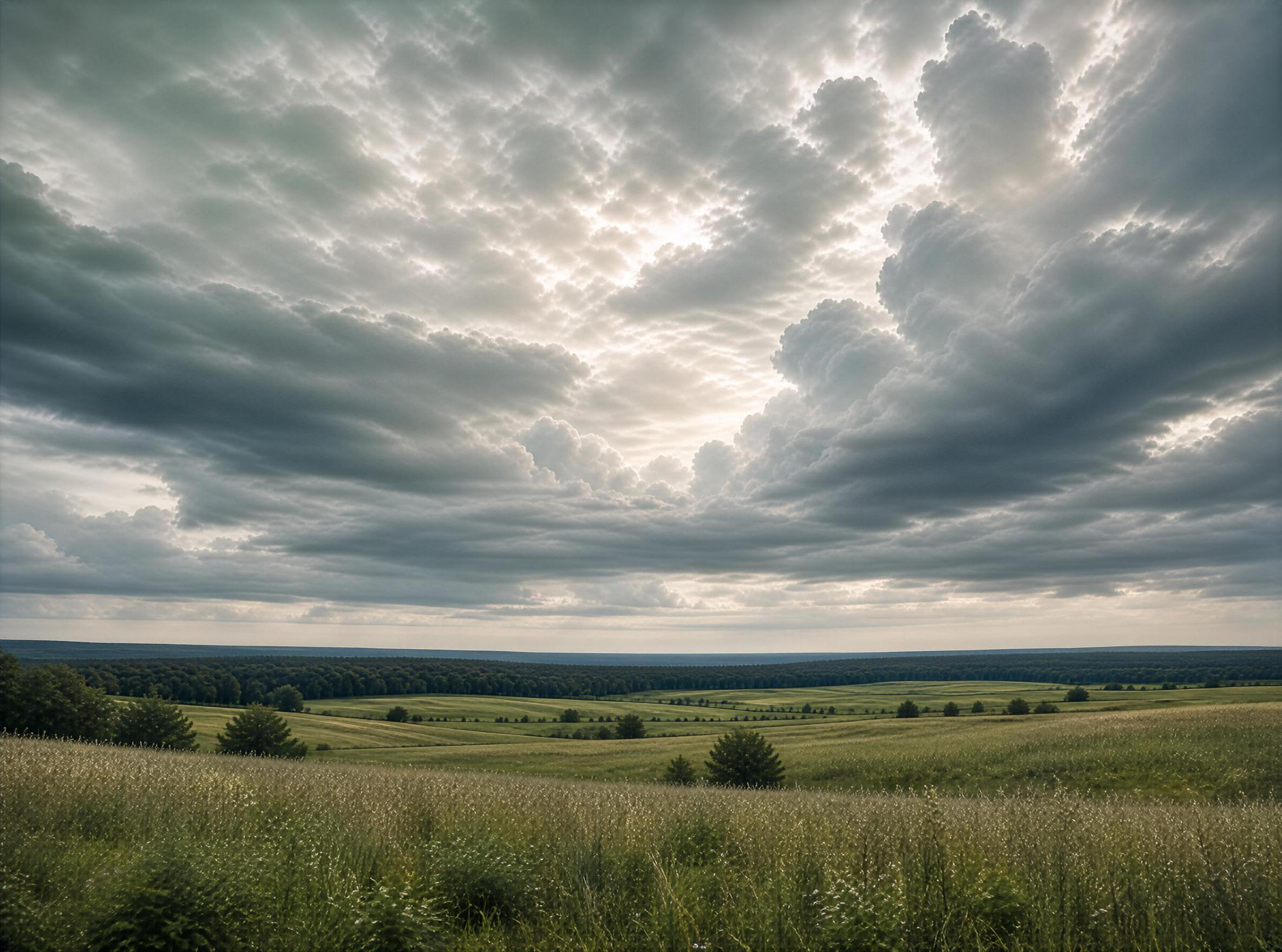 Open Field Under Stormy Sky