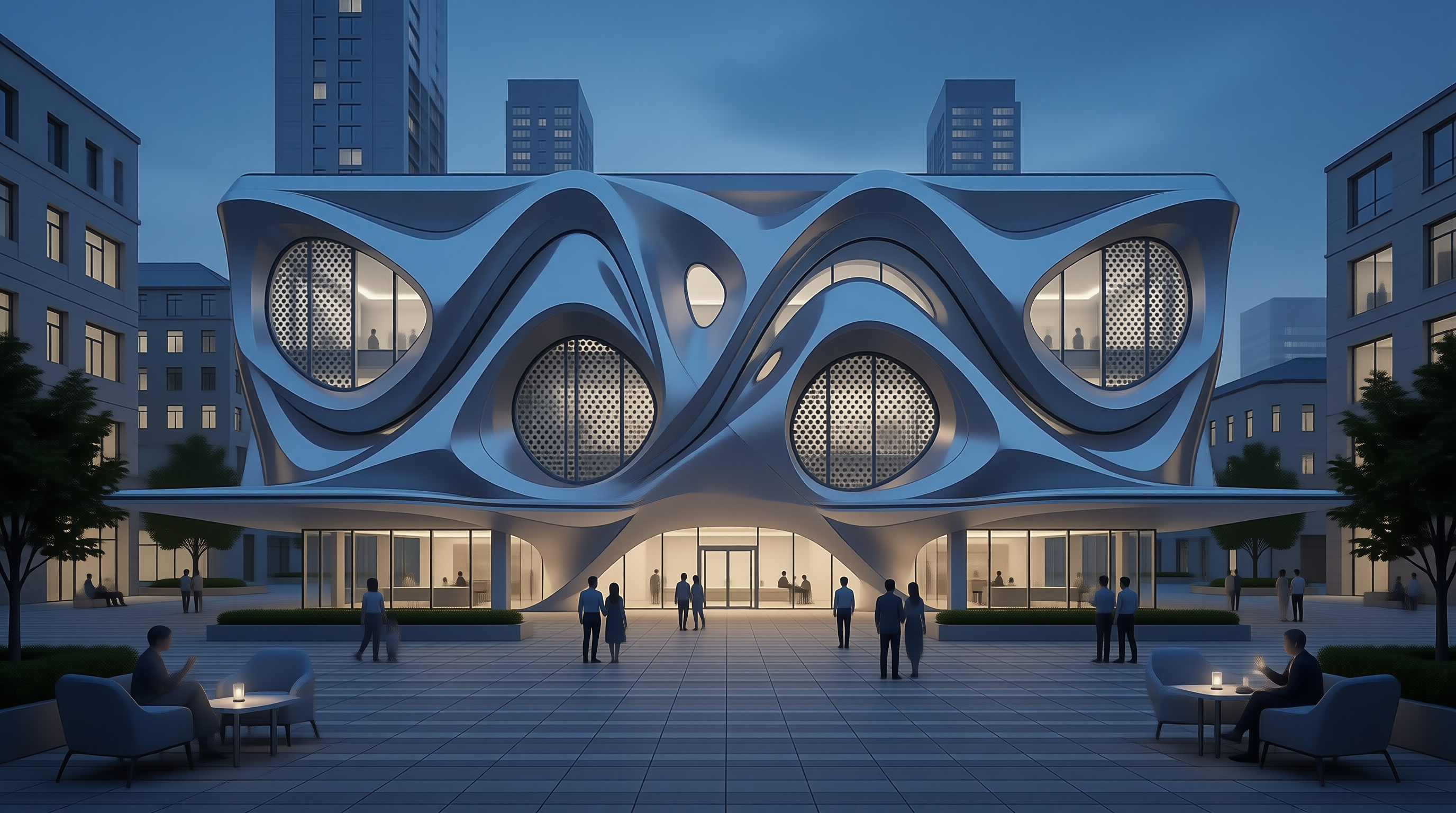 Futuristic Building at Dusk