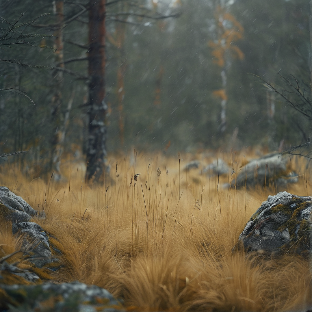 Misty Autumn Forest Scene