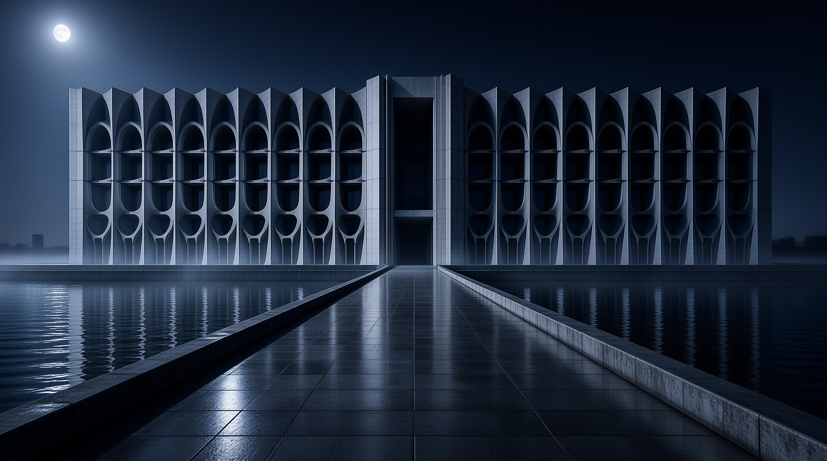 Moonlit Modern Architecture