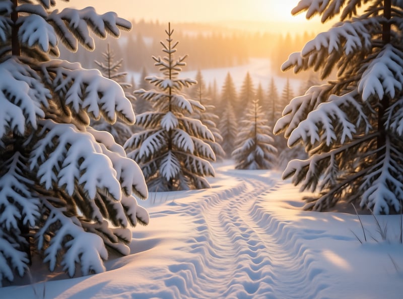 Snowy Forest at Golden Hour