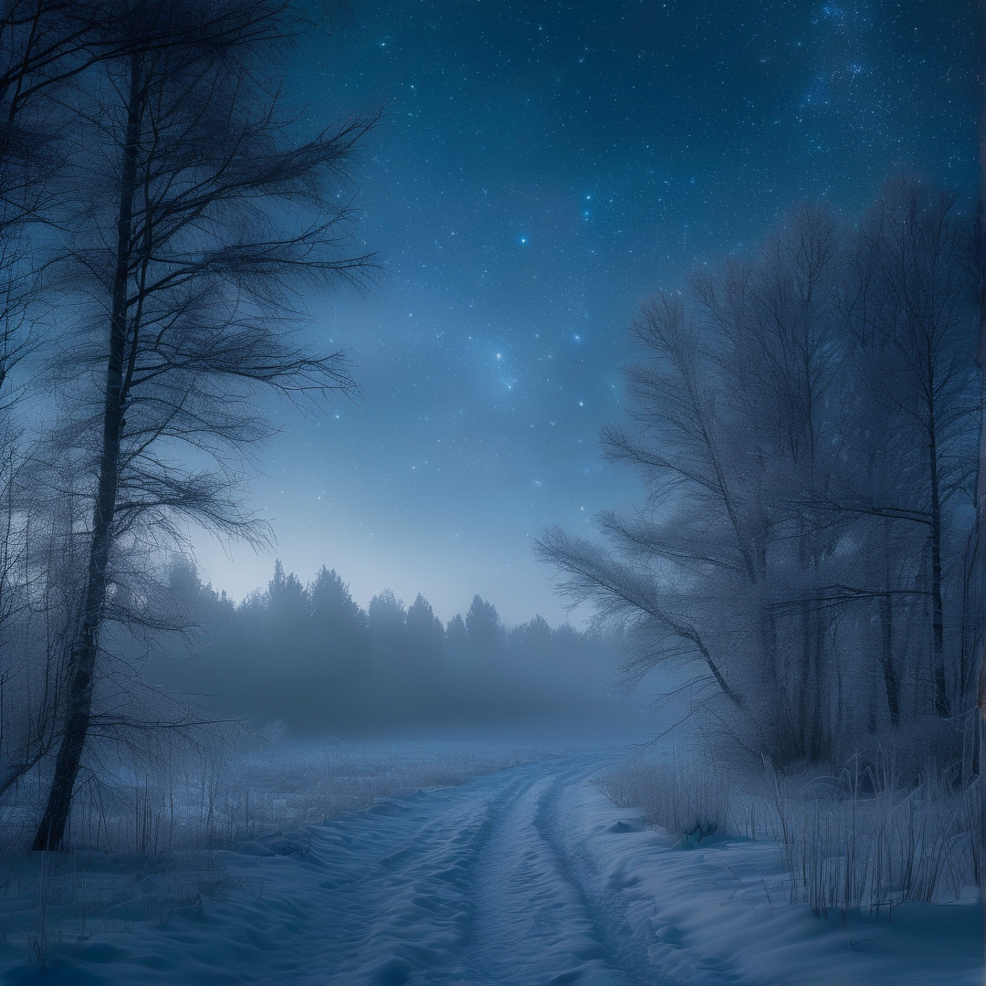 Starry Winter Forest Path