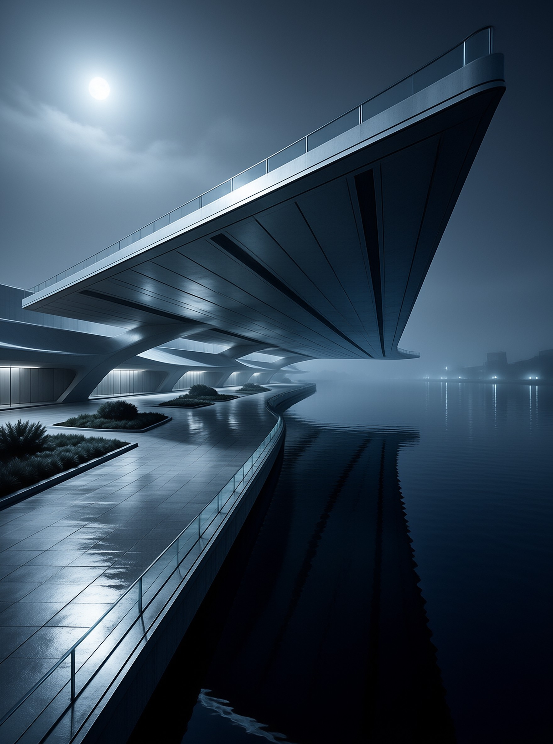 Futuristic Bridge at Night