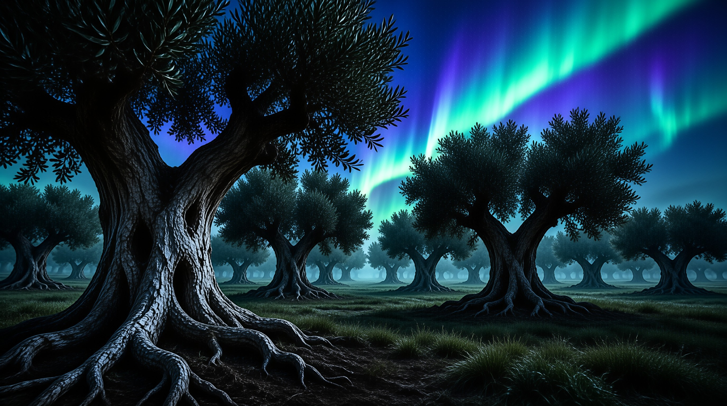 Aurora Over Ancient Forest