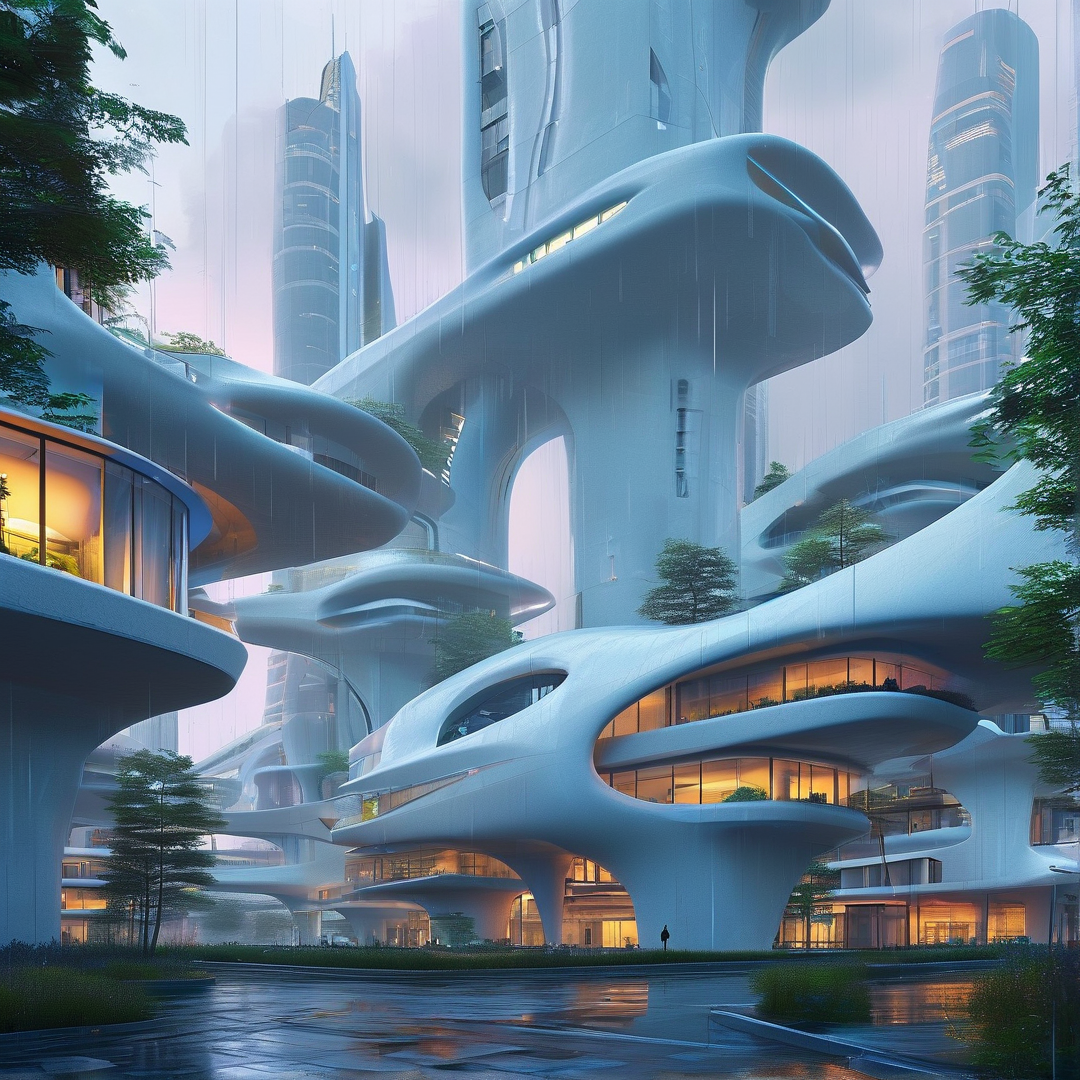 Futuristic Curved Cityscape