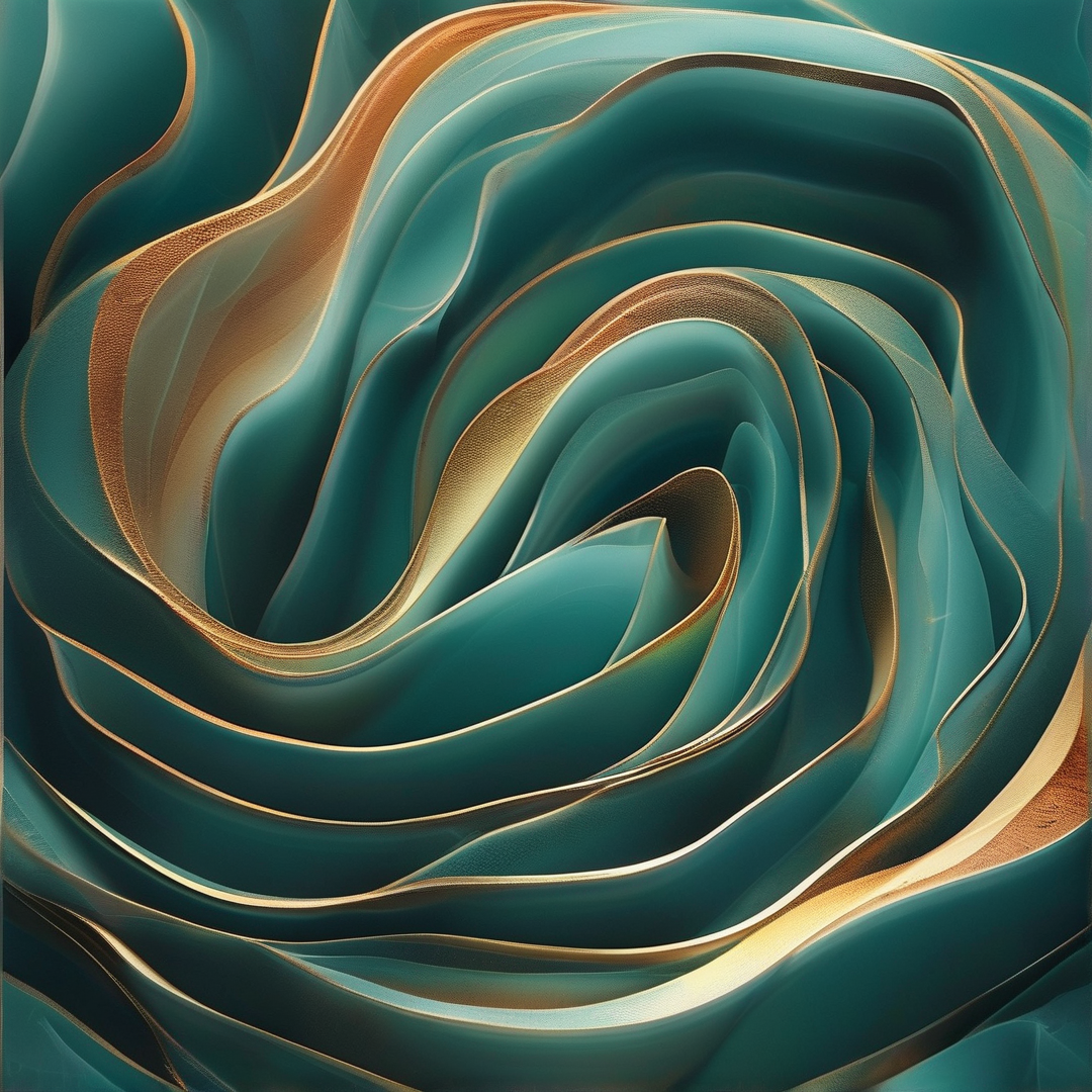 Teal Gold Abstract Flow