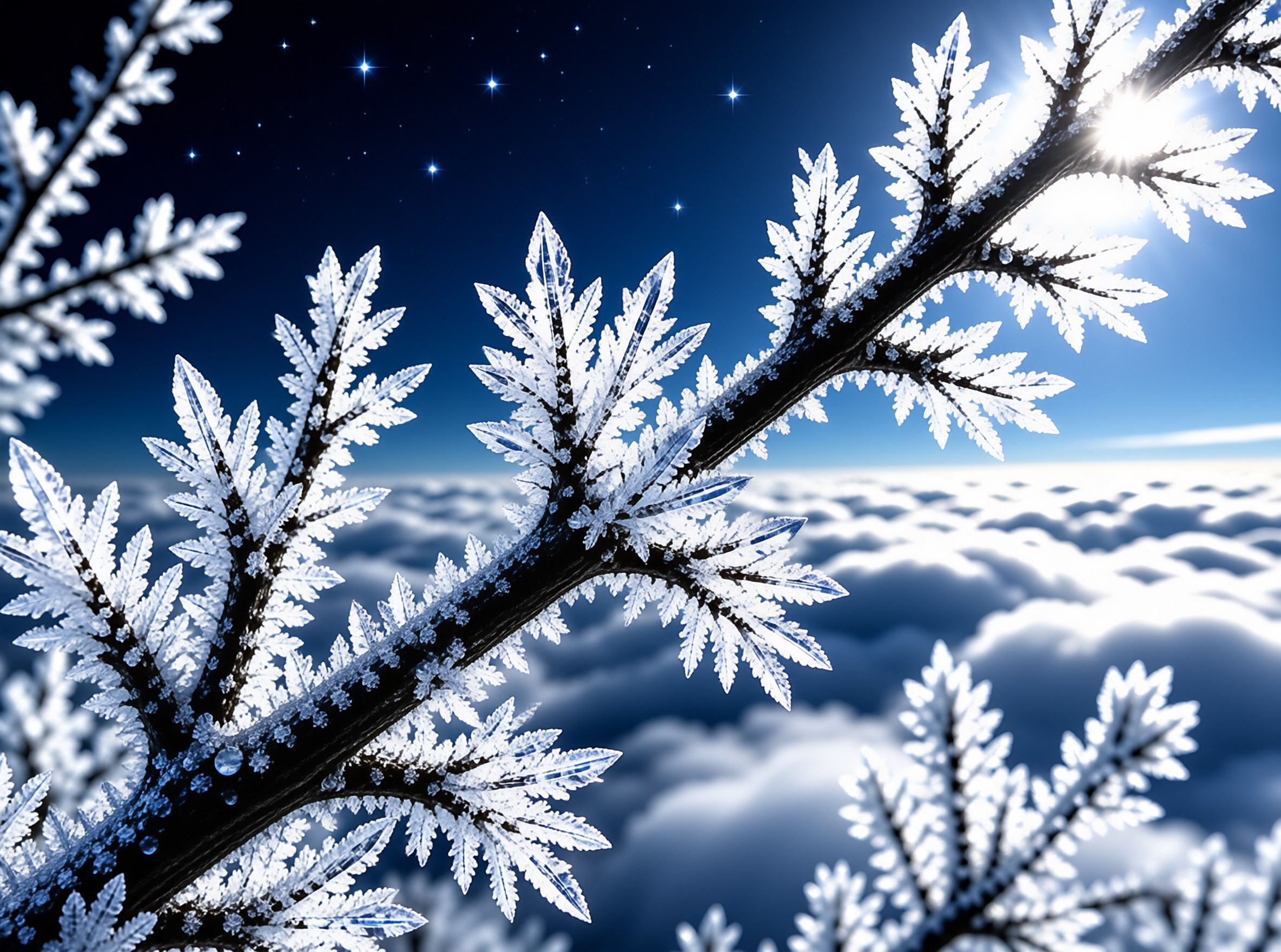 Frosty Branch and Night Sky