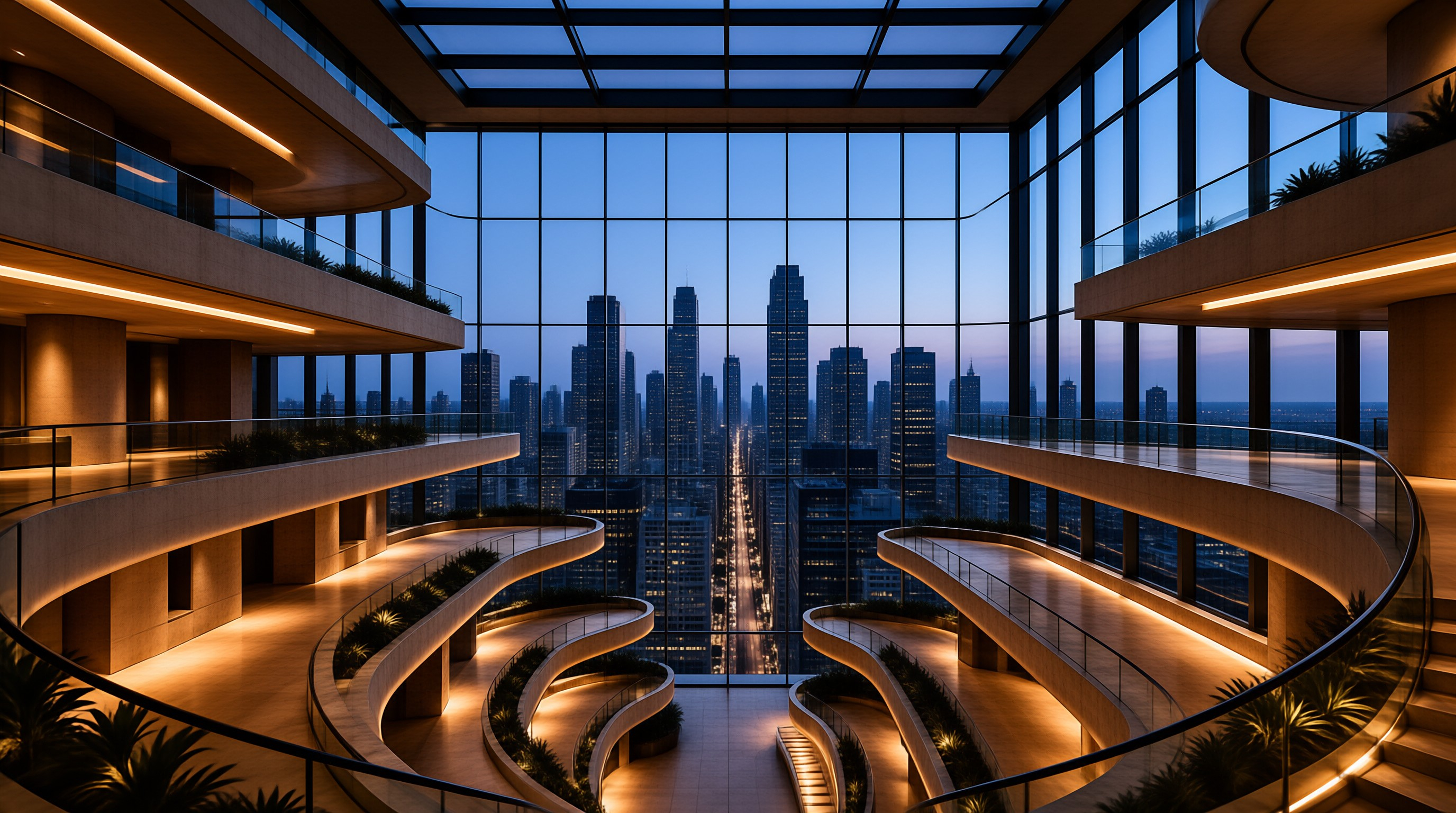 Modern Luxury Atrium at Dusk
