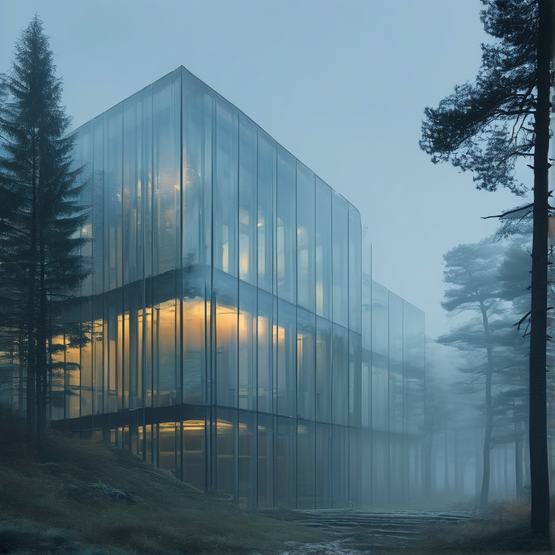 Modern Glass House in Woods