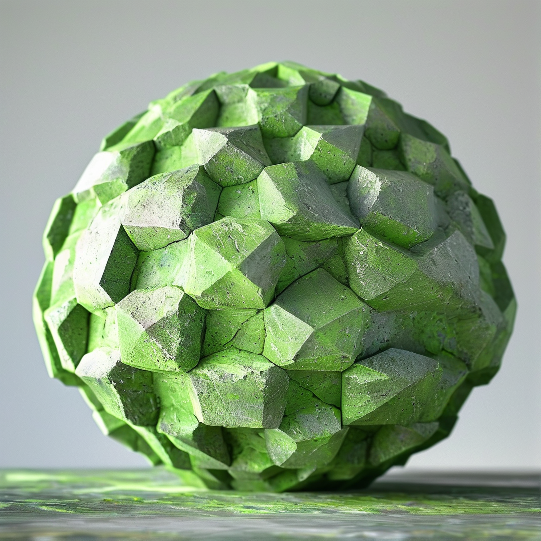 Green Faceted Stone Sphere