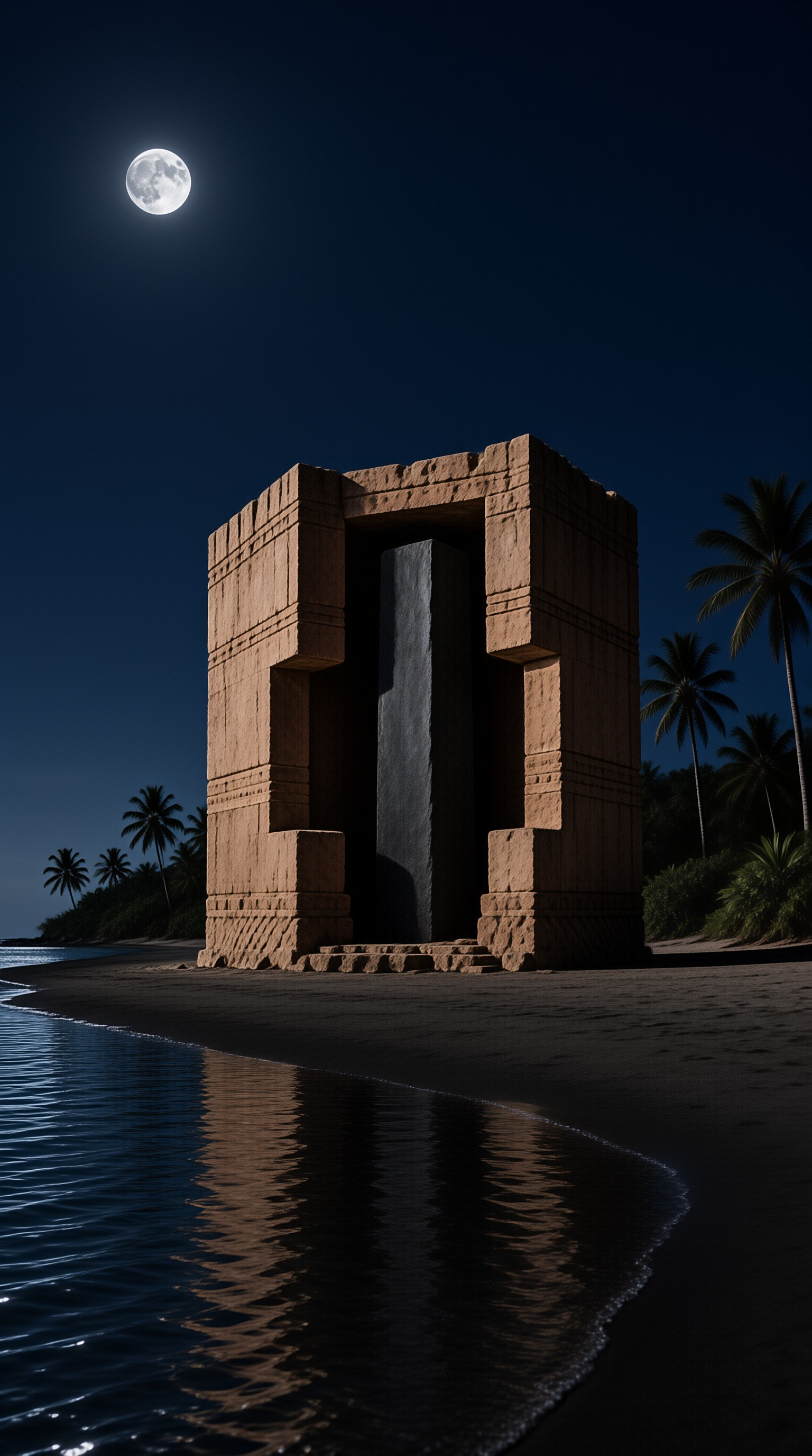 Moonlit Beach Monument