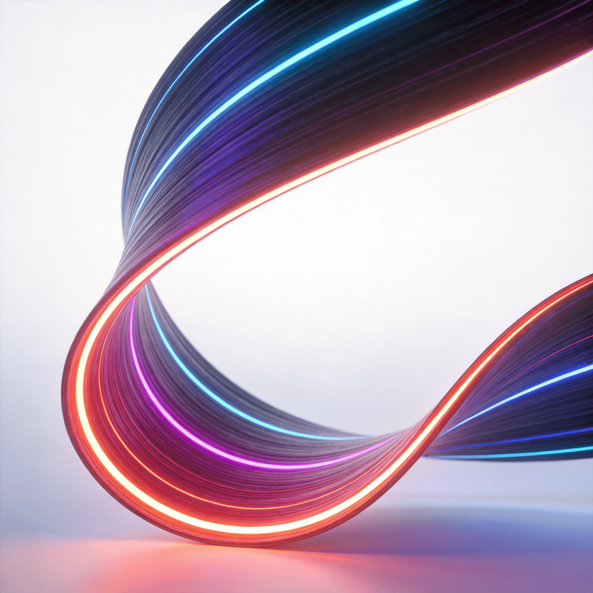 Neon-Lit Curved Ribbon