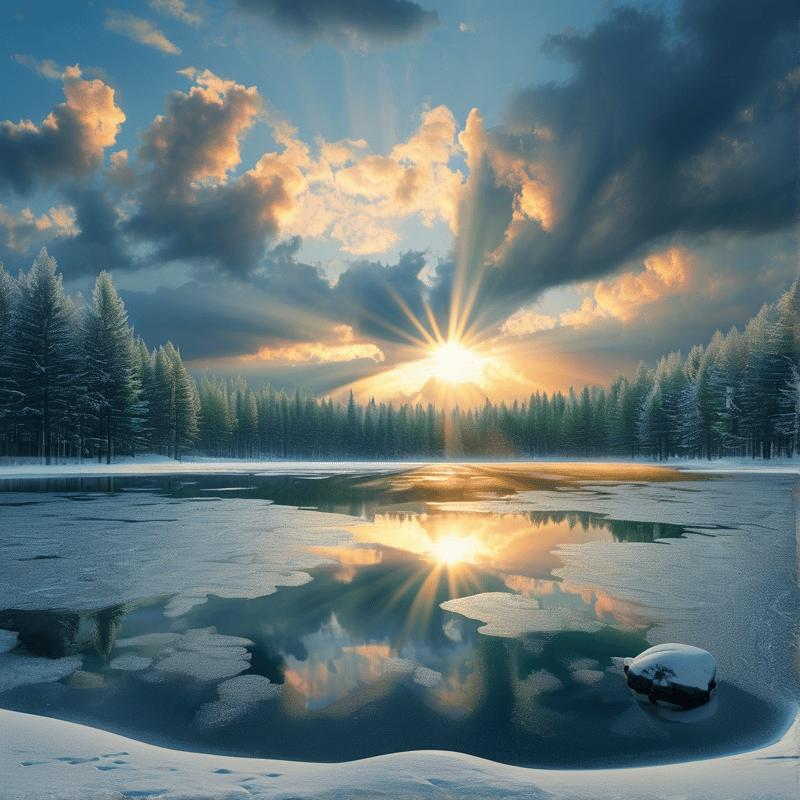 Winter Sunset Reflection