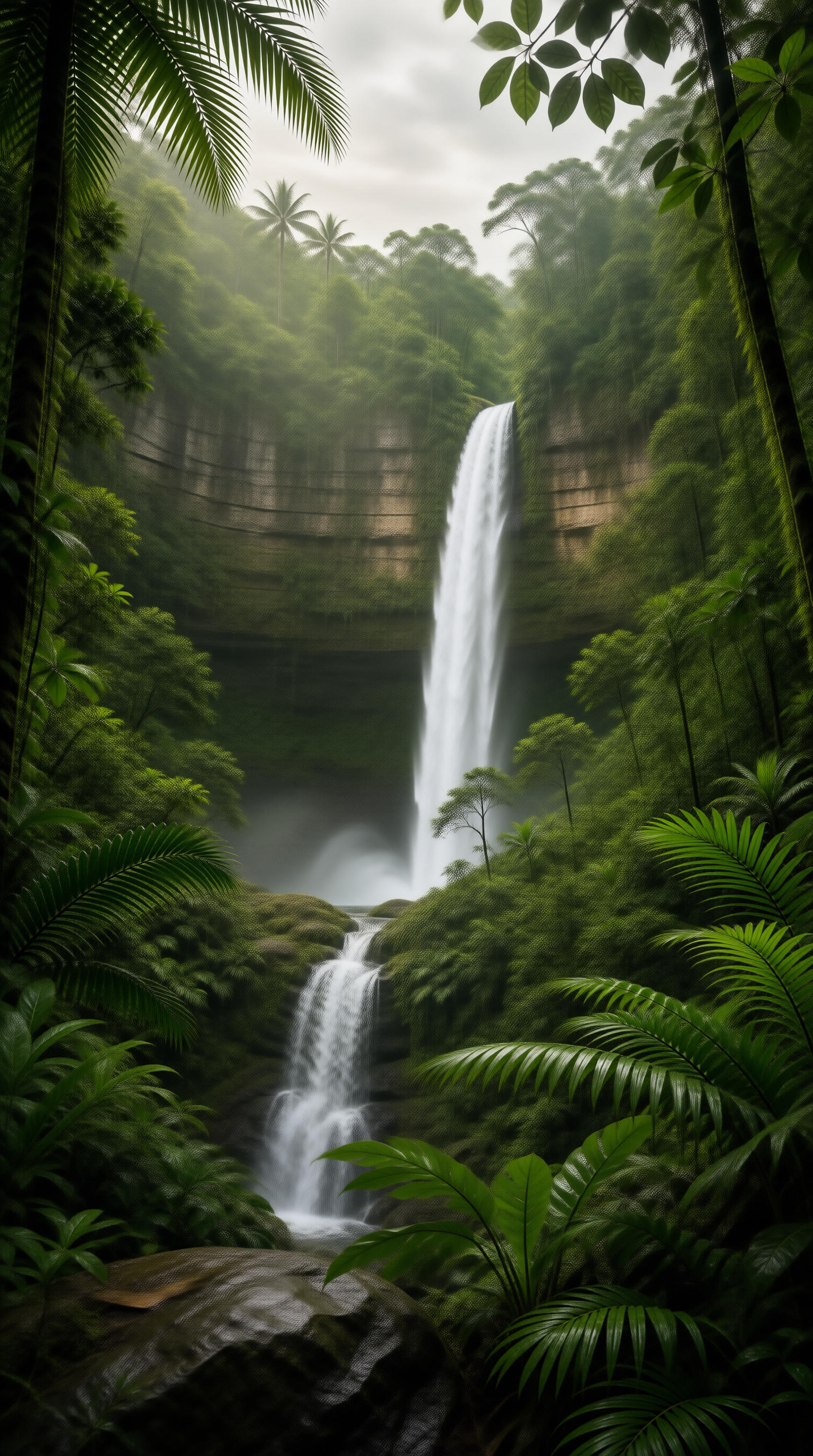Misty Jungle Waterfall