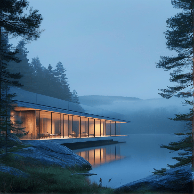 Misty Modern Lakeside House