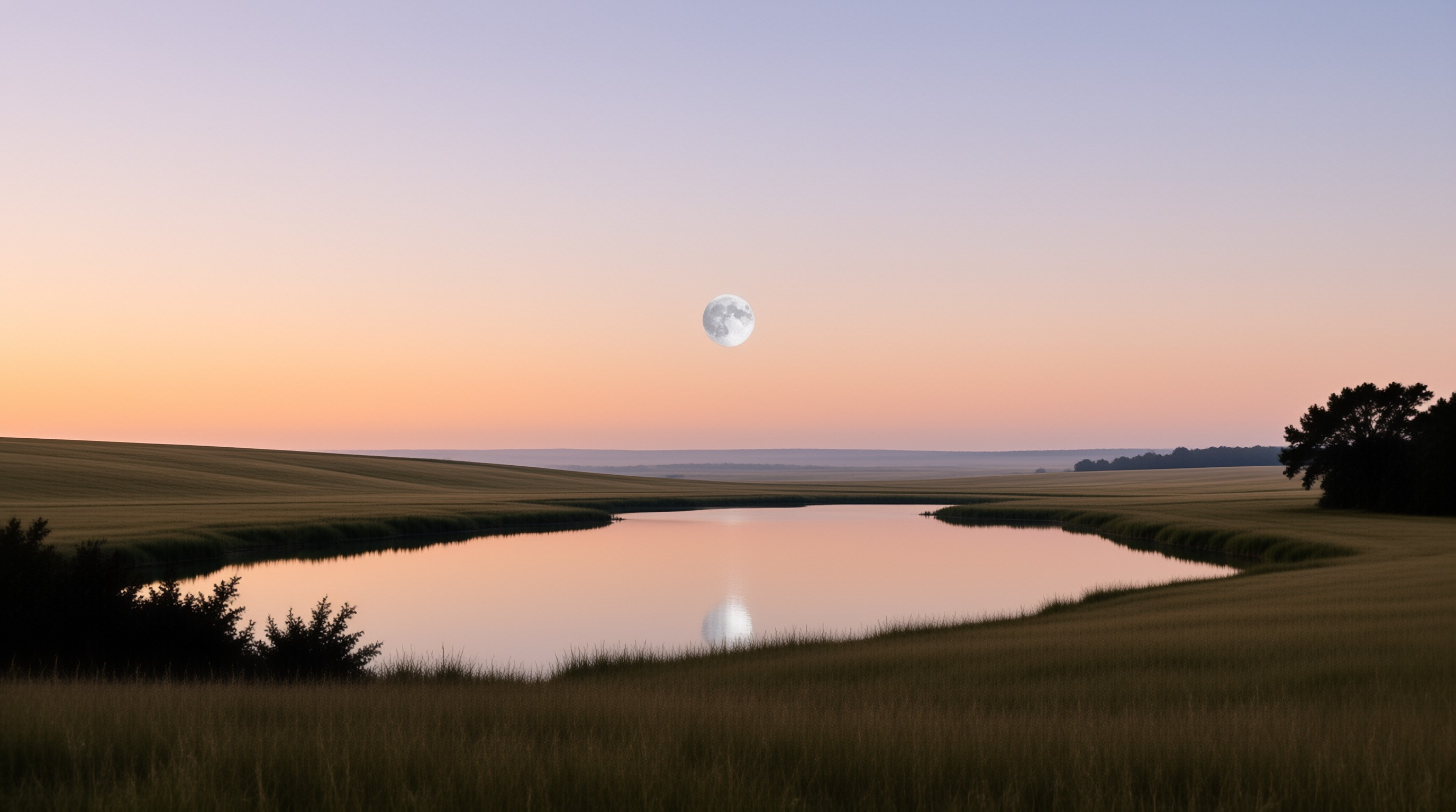 Serene Moonrise Over Lake