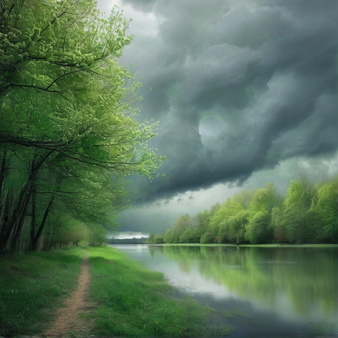 Stormy Riverside Path