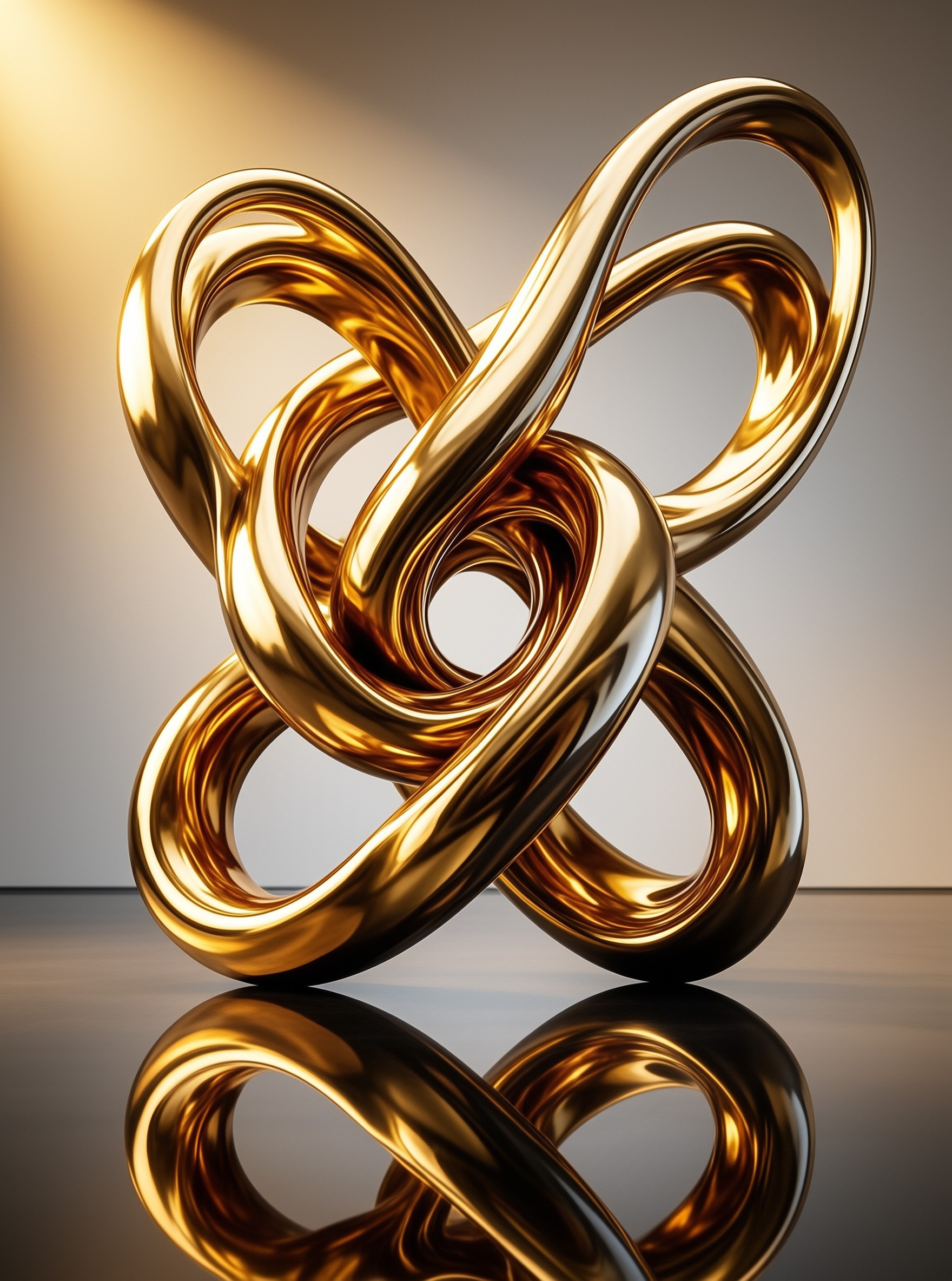 Abstract Golden Knot Sculpture