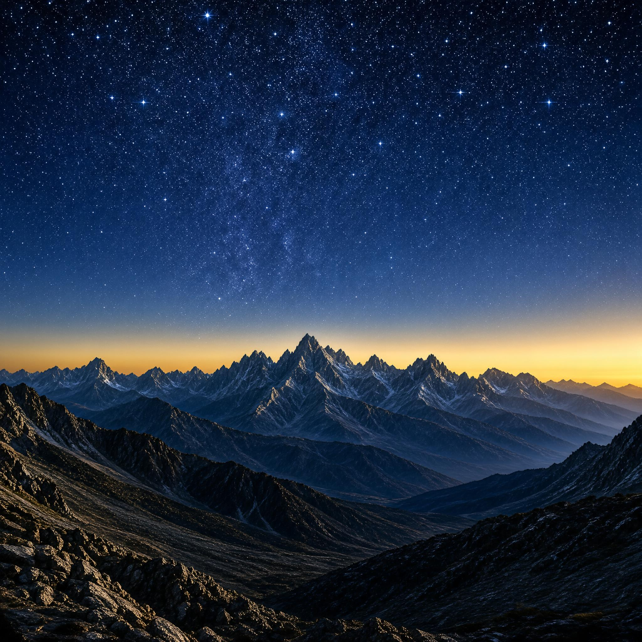 Starry Night Over Mountain Peaks