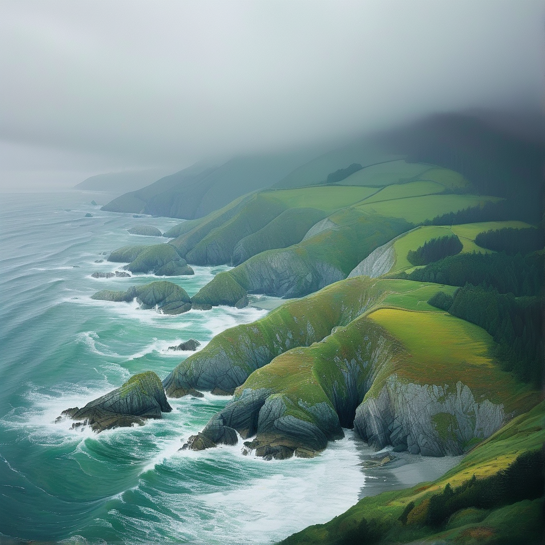 Misty Green Coastline