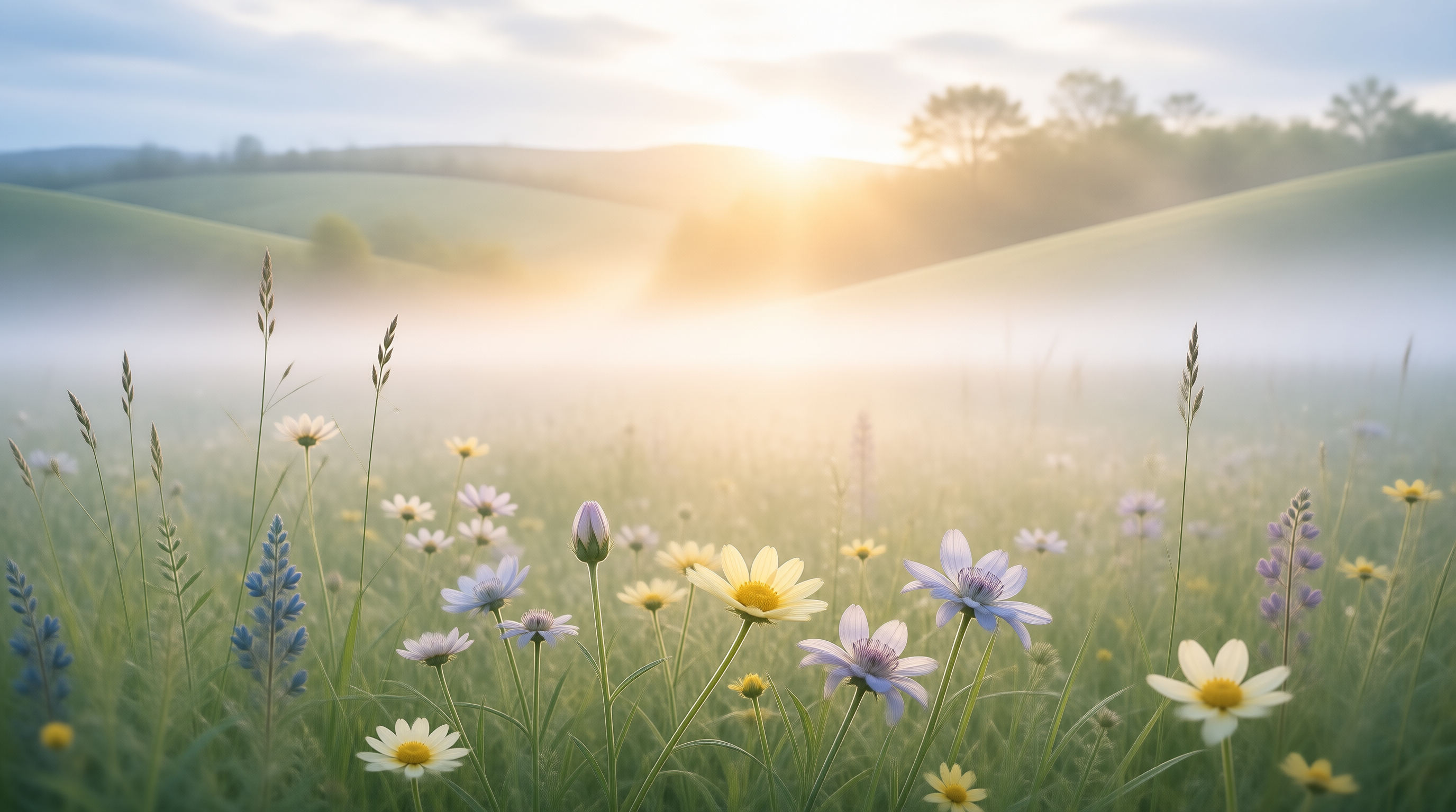 Misty Meadow at Sunrise