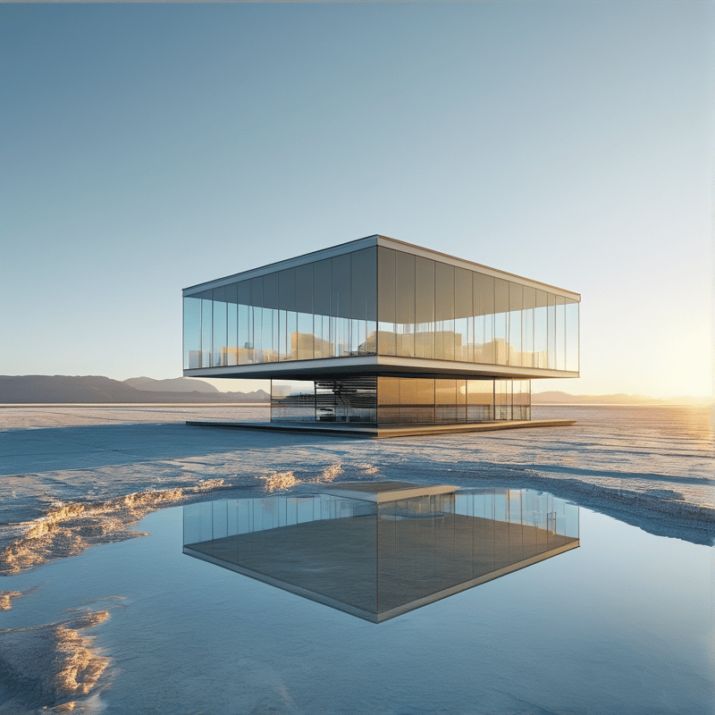 Glass Building on Salt Flat