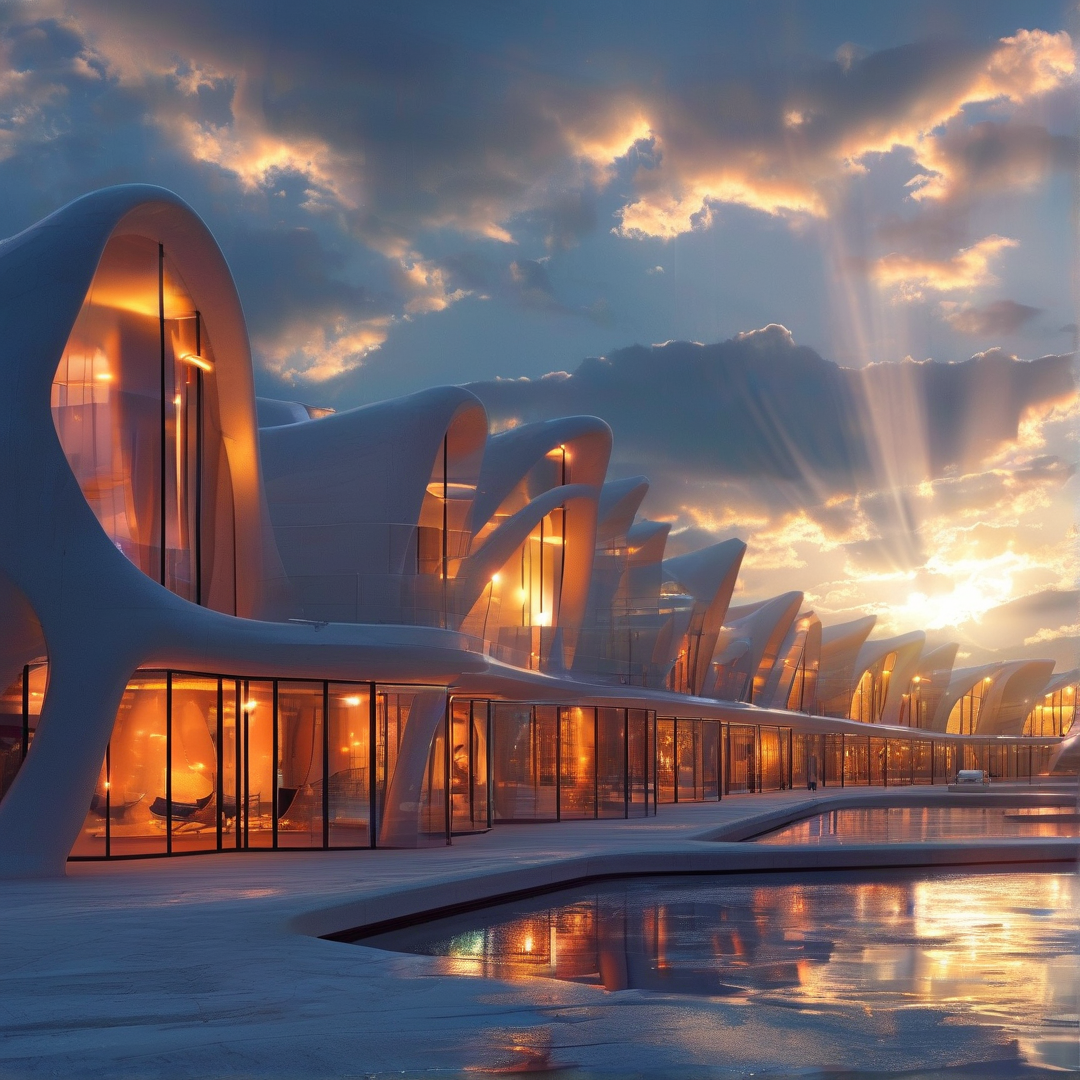 Futuristic Sunset Architecture