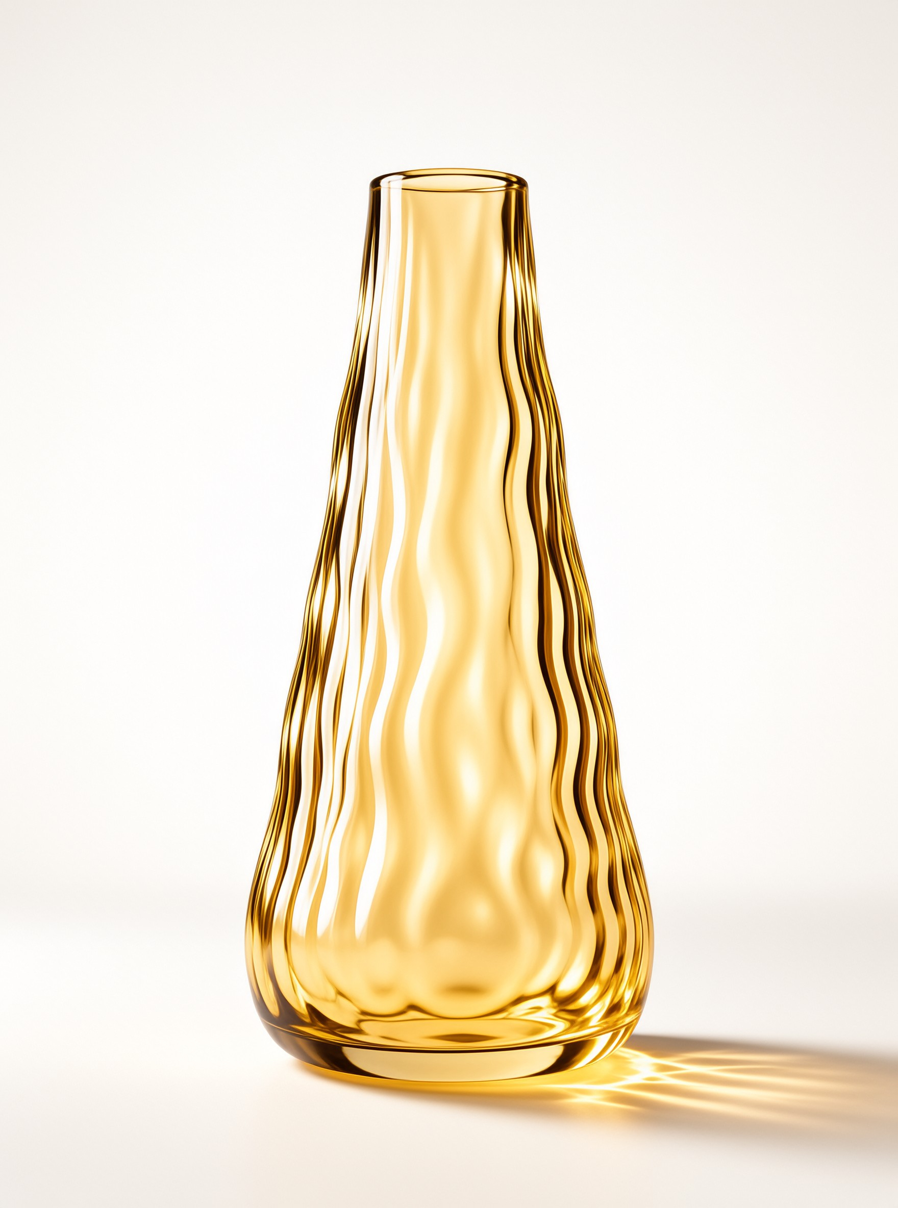 Amber Wavy Glass Vase