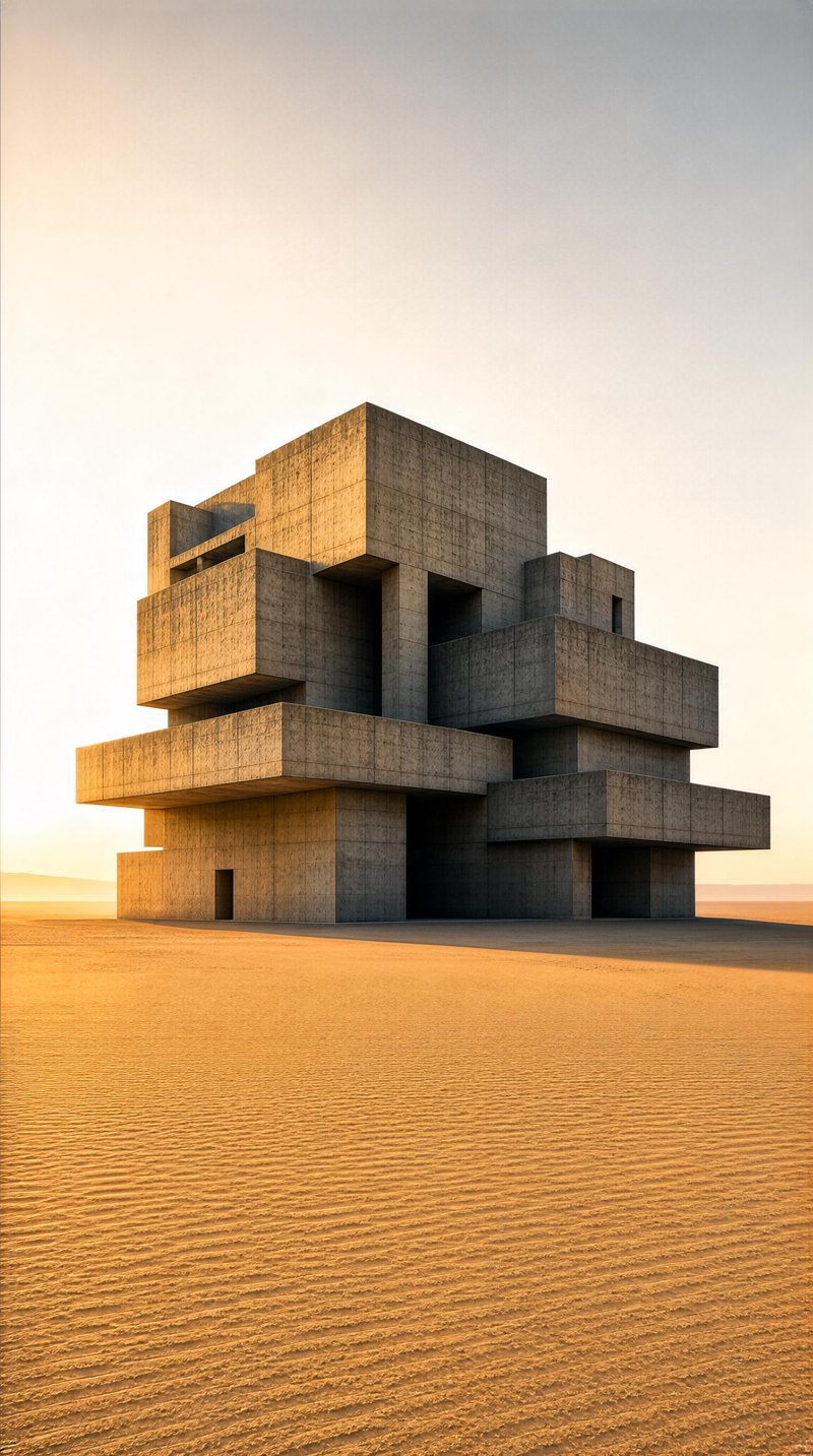 Modern Concrete Structure in Desert