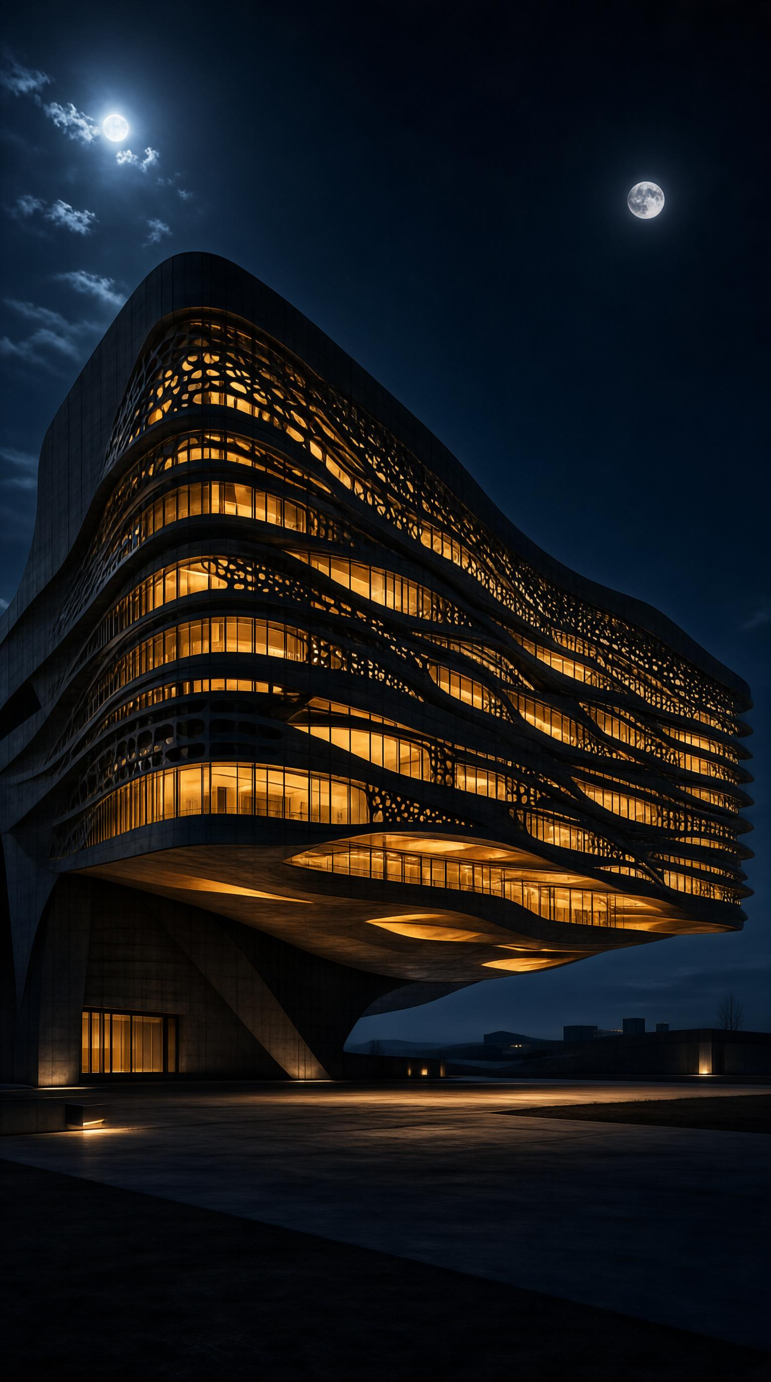 Modern Architectural Night Scene