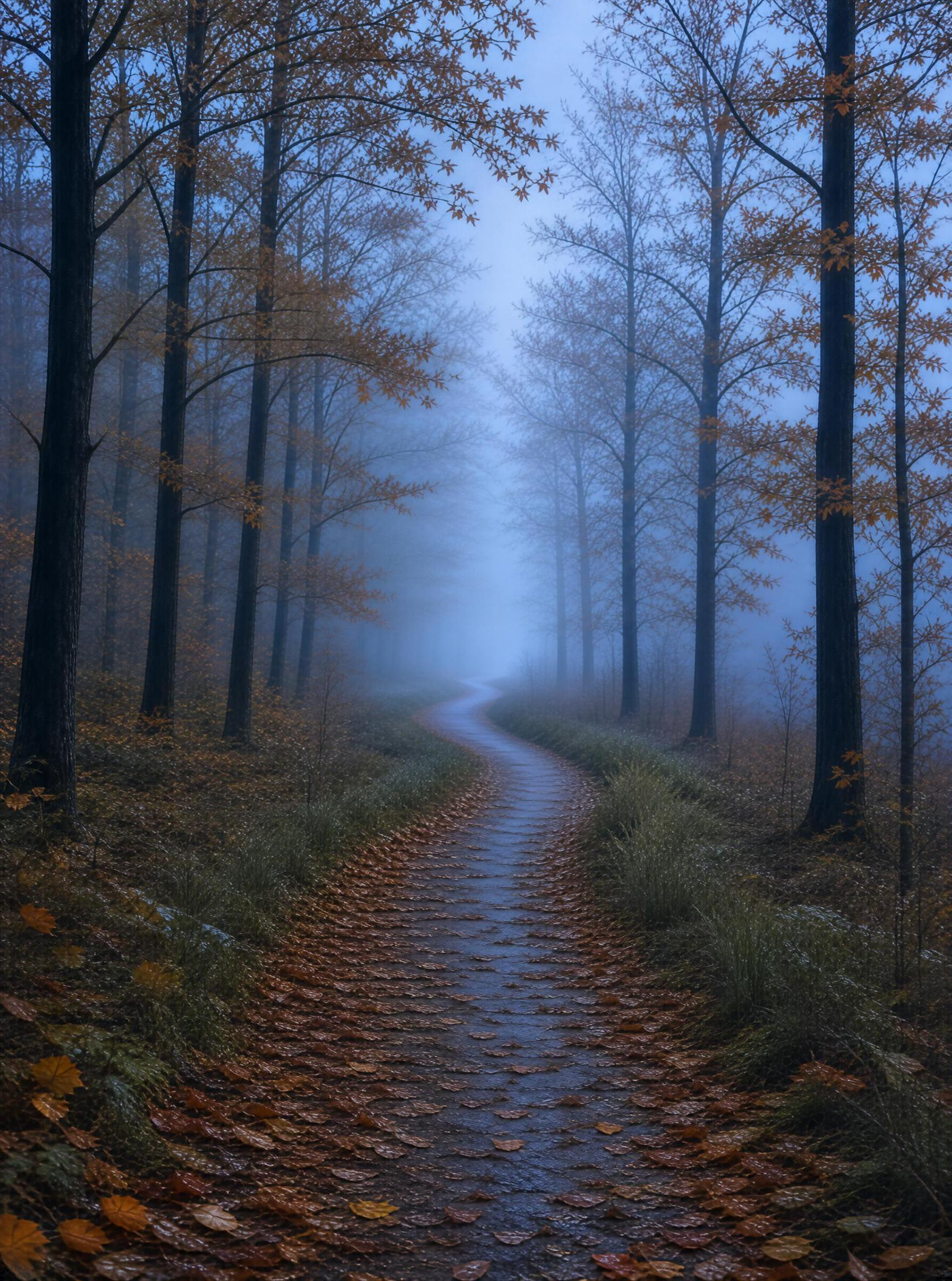 Misty Autumn Forest Path