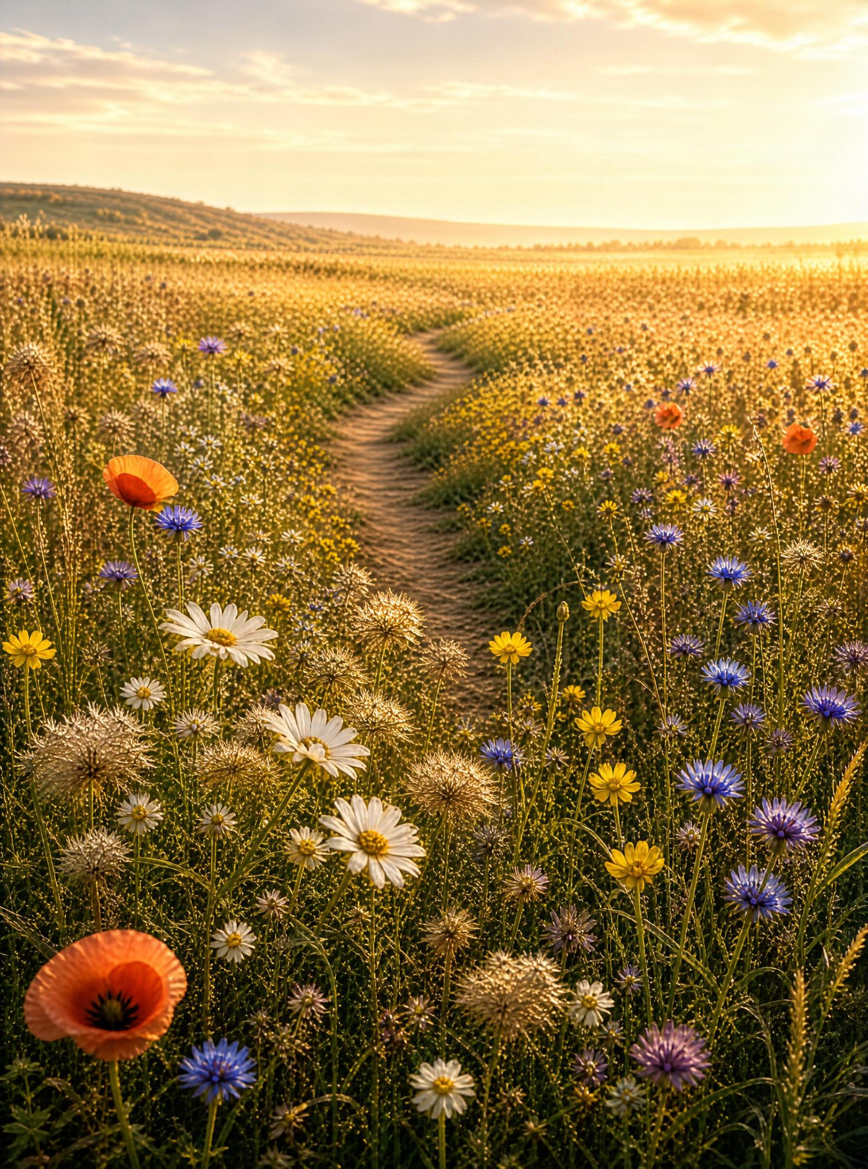 Wildflower Field at Sunset