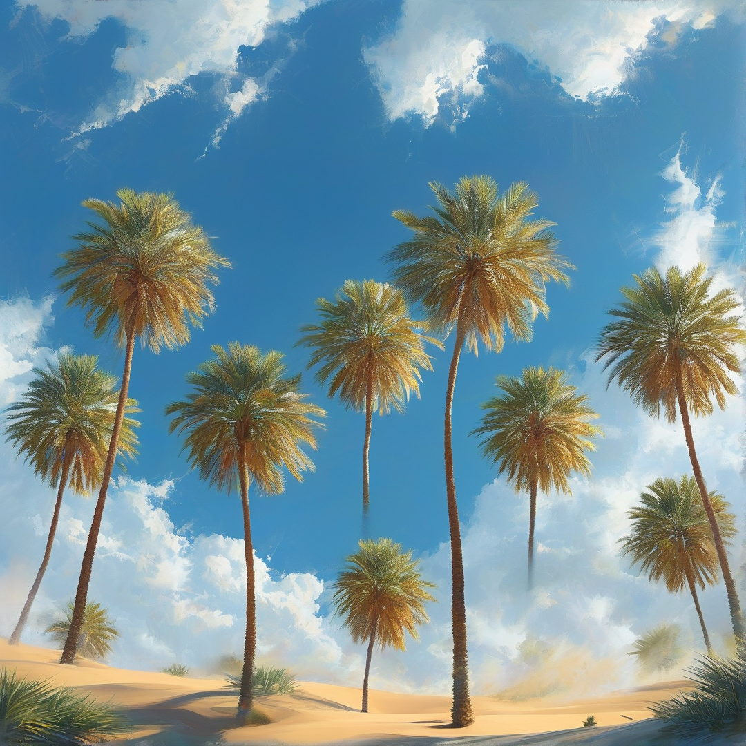 Palm Trees in the Desert Sky