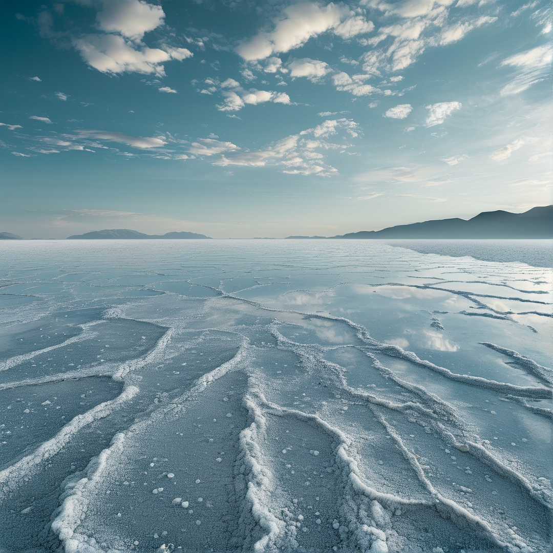 Frozen Salt Flat Landscape