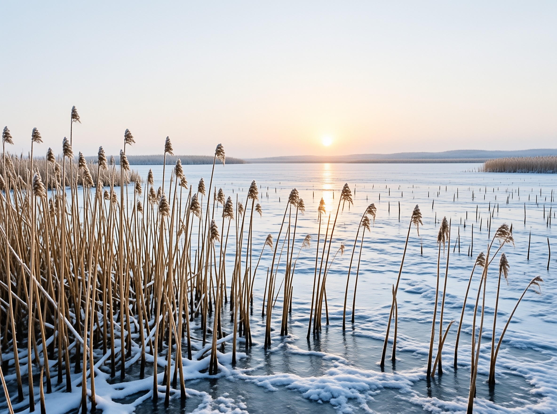 Frozen Lake at Sunrise