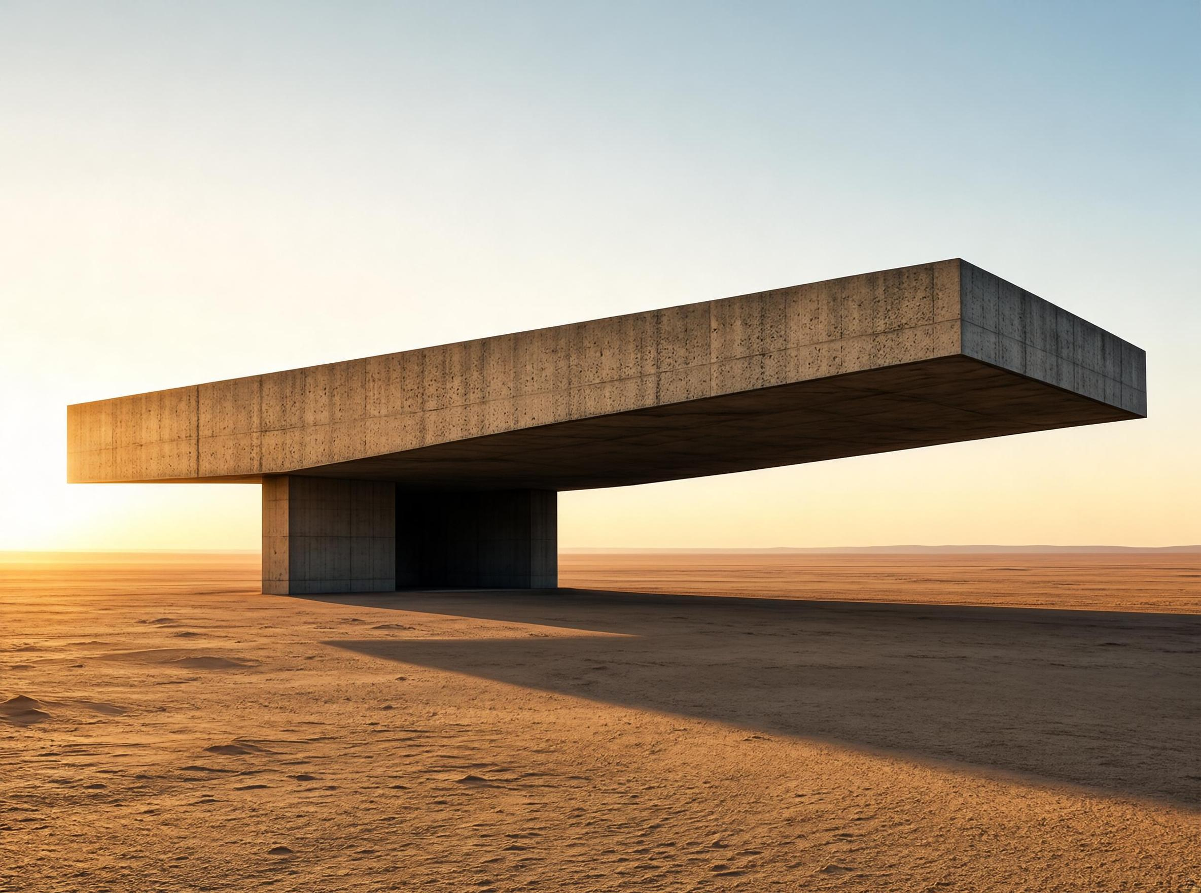 Brutalist Platform in Desert