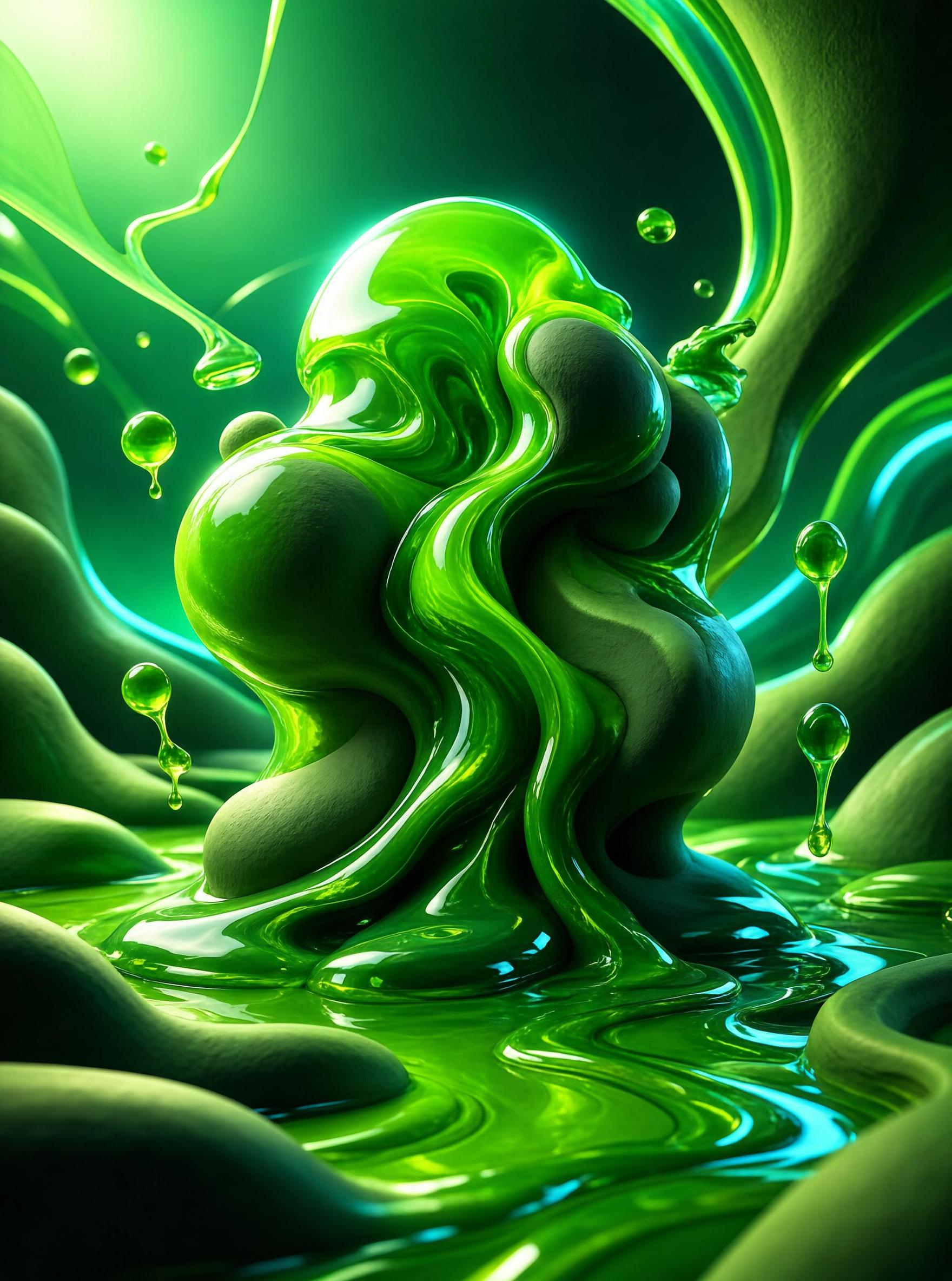 Glossy Green Liquid Form