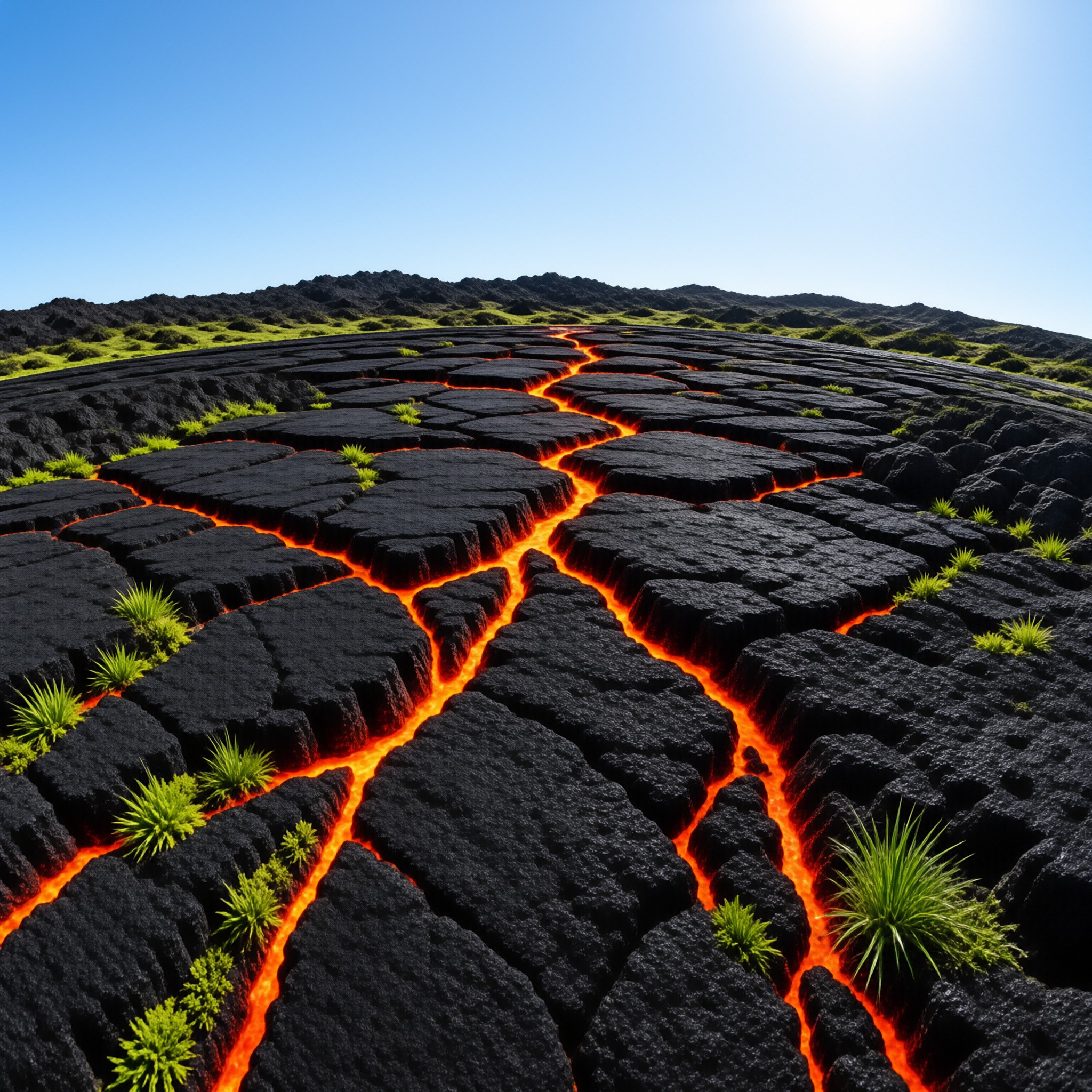 Lava Flow in Basalt Columns