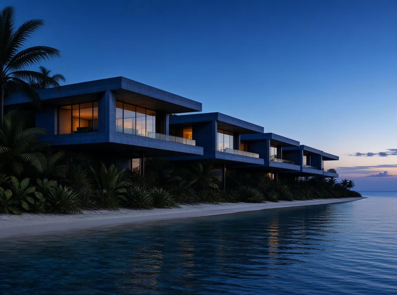 Modern Beach Villa at Dusk