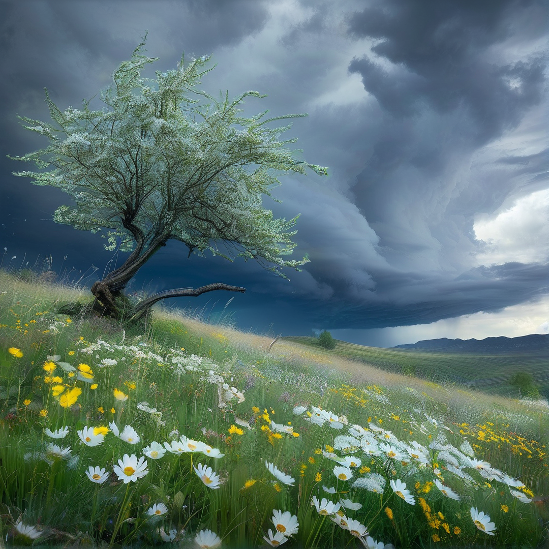 Tree Under Stormy Clouds